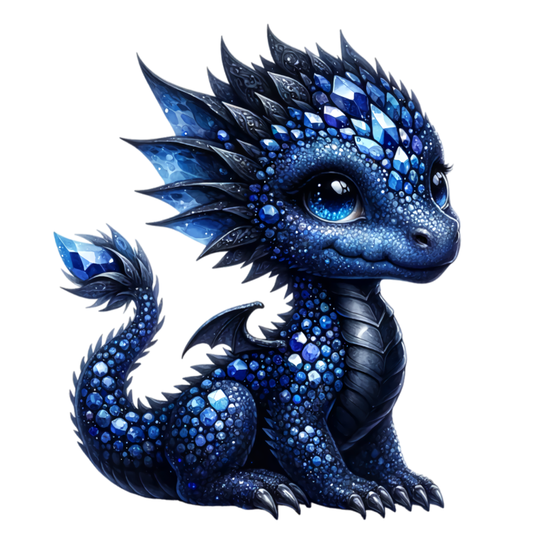 Blue Baby Dragon Gemstone Fantasy Vinyl Sticker Decal
