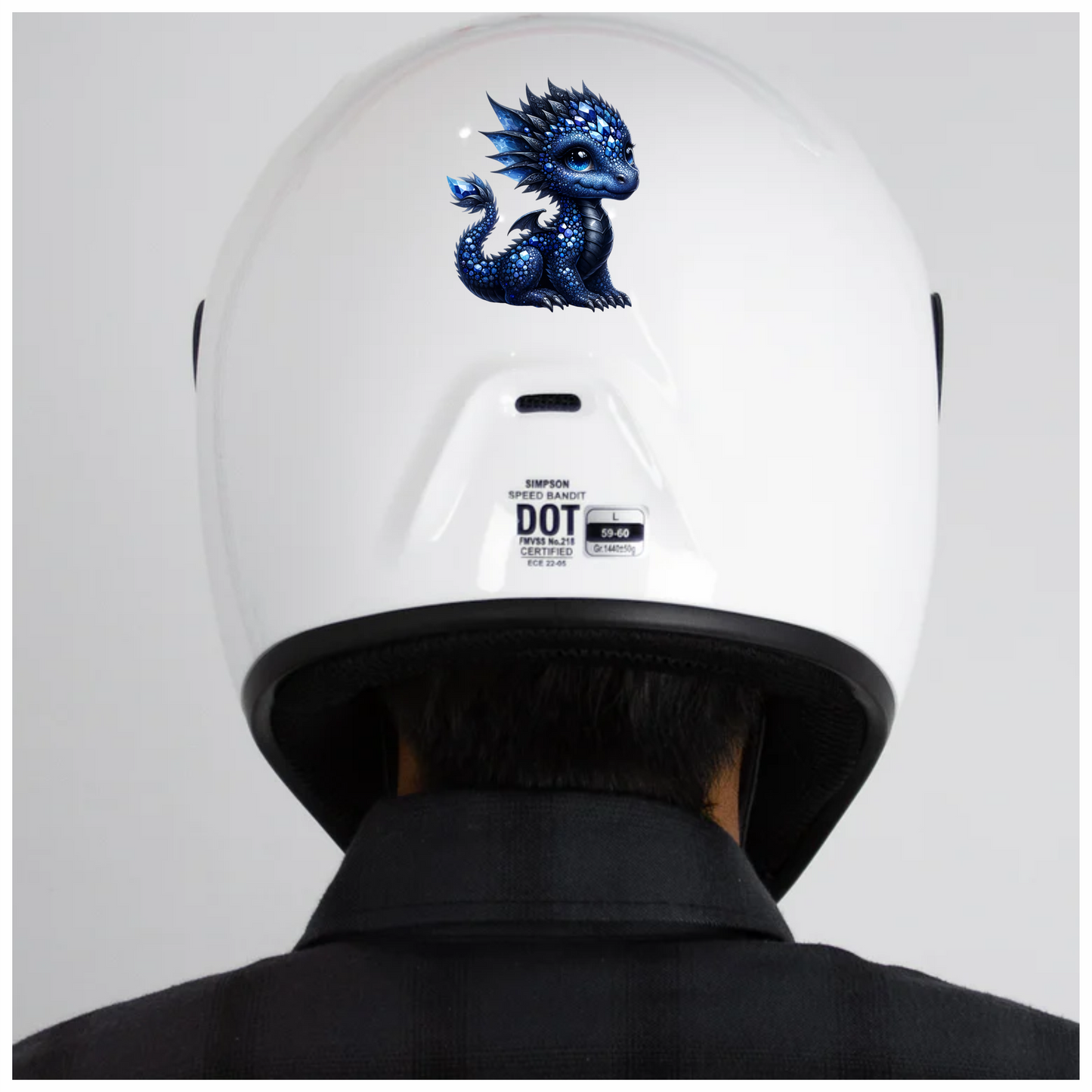 Blue Baby Dragon Gemstone Fantasy Vinyl Sticker Decal