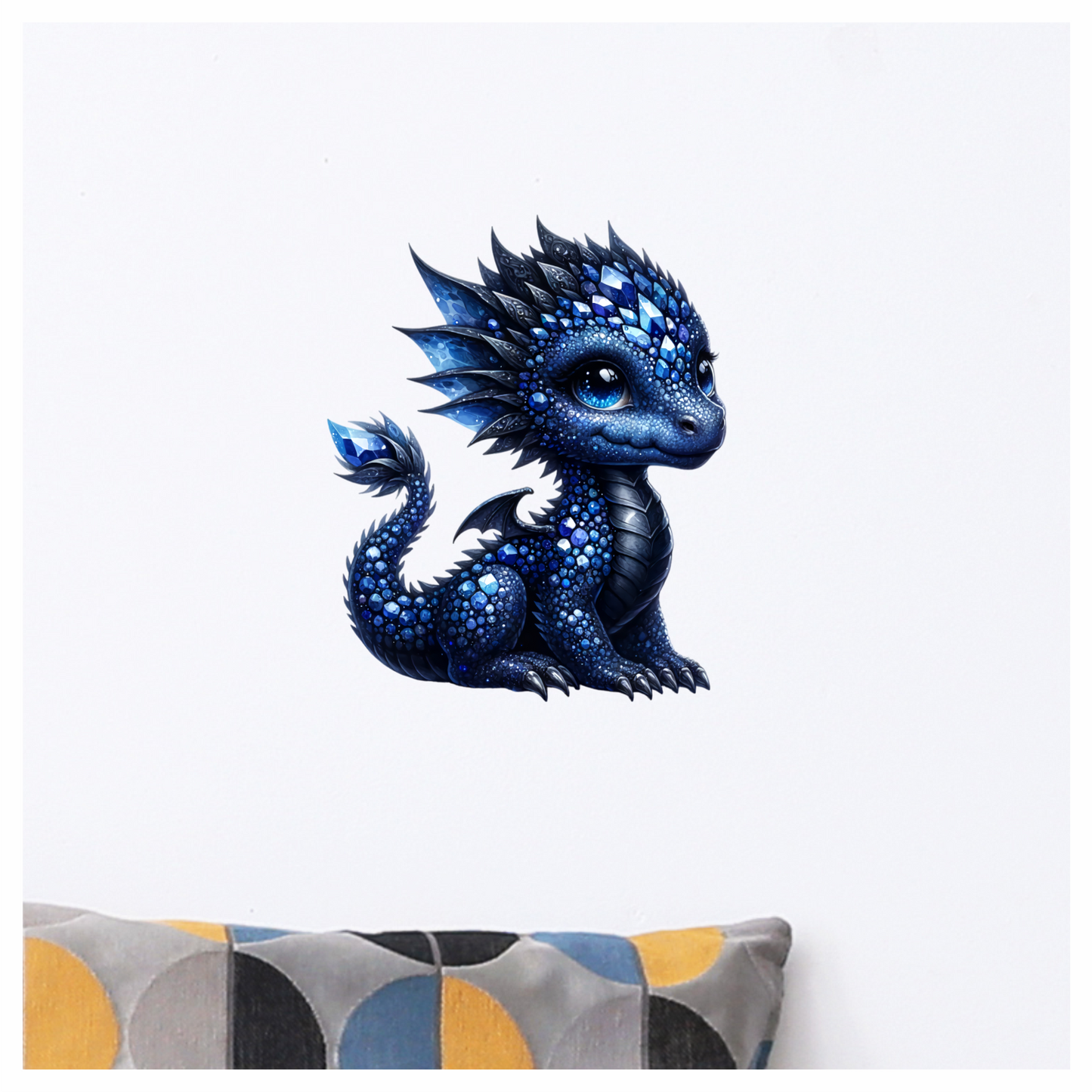 Blue Baby Dragon Gemstone Fantasy Vinyl Sticker Decal
