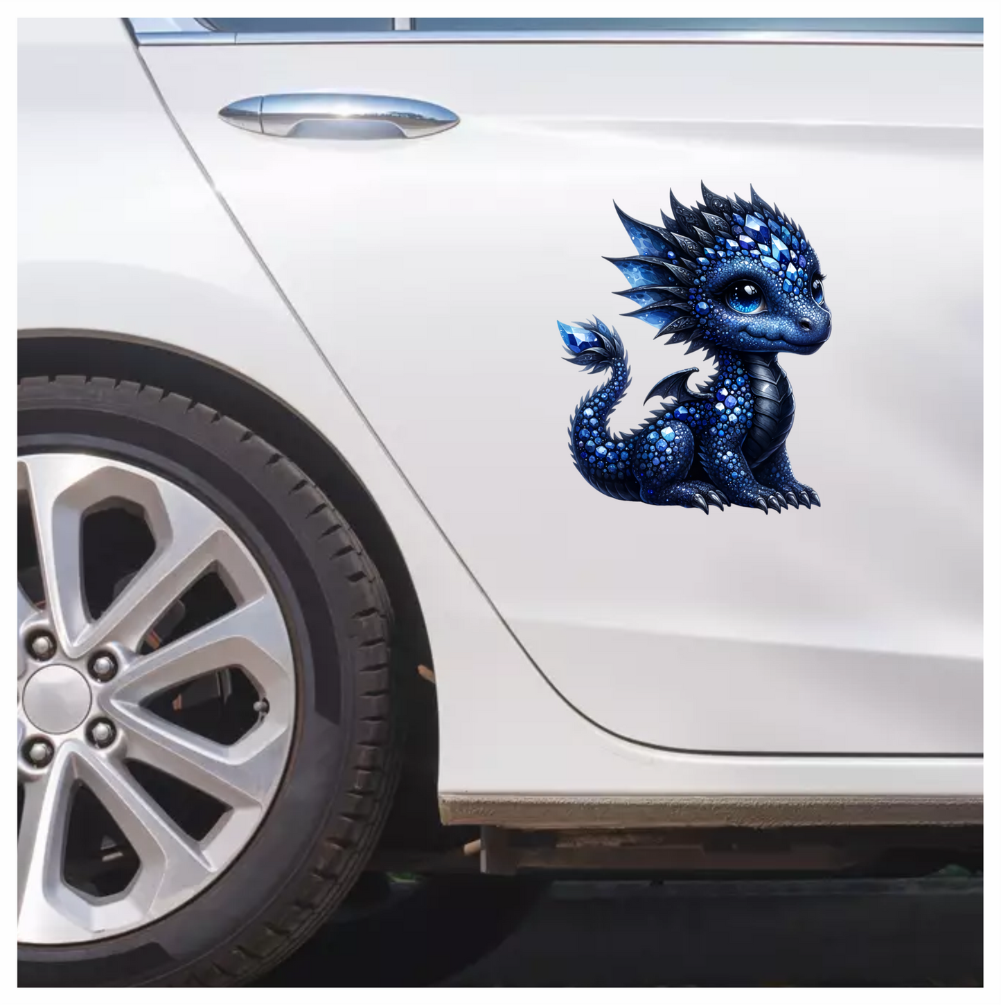 Blue Baby Dragon Gemstone Fantasy Vinyl Sticker Decal