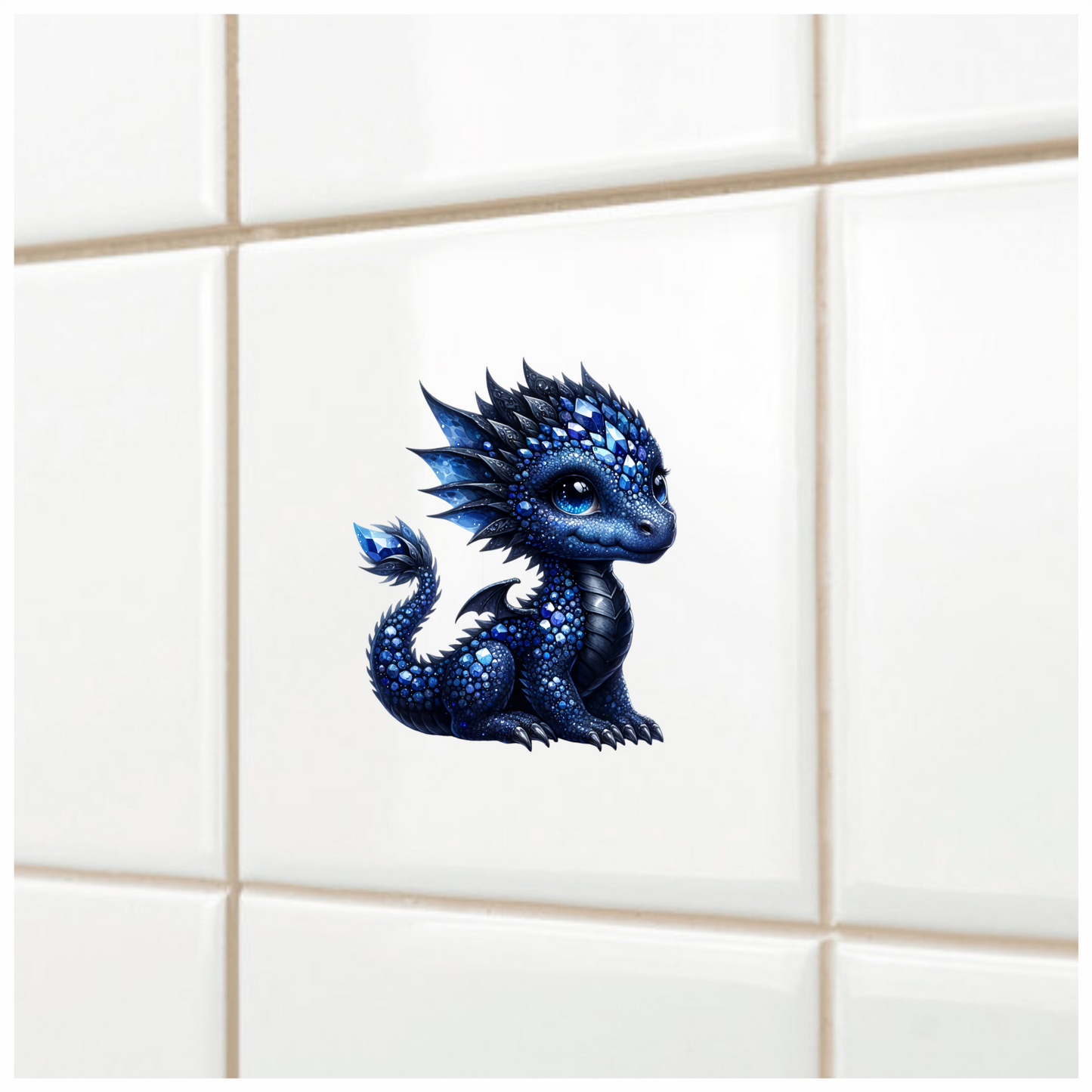 Blue Baby Dragon Gemstone Fantasy Vinyl Sticker Decal
