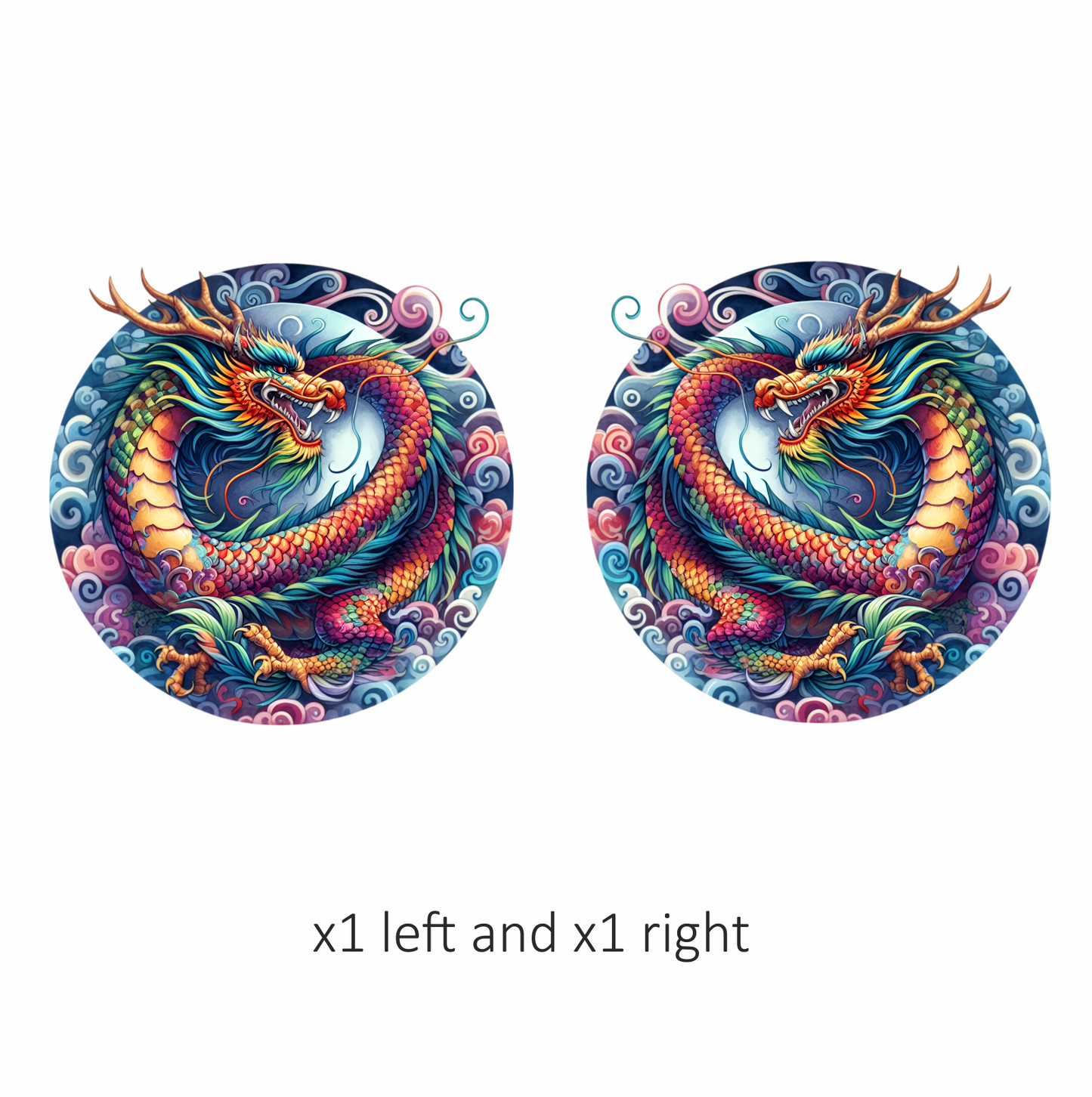 Dragon Rainbow Circle Clouds Fierce Vinyl Sticker Decal
