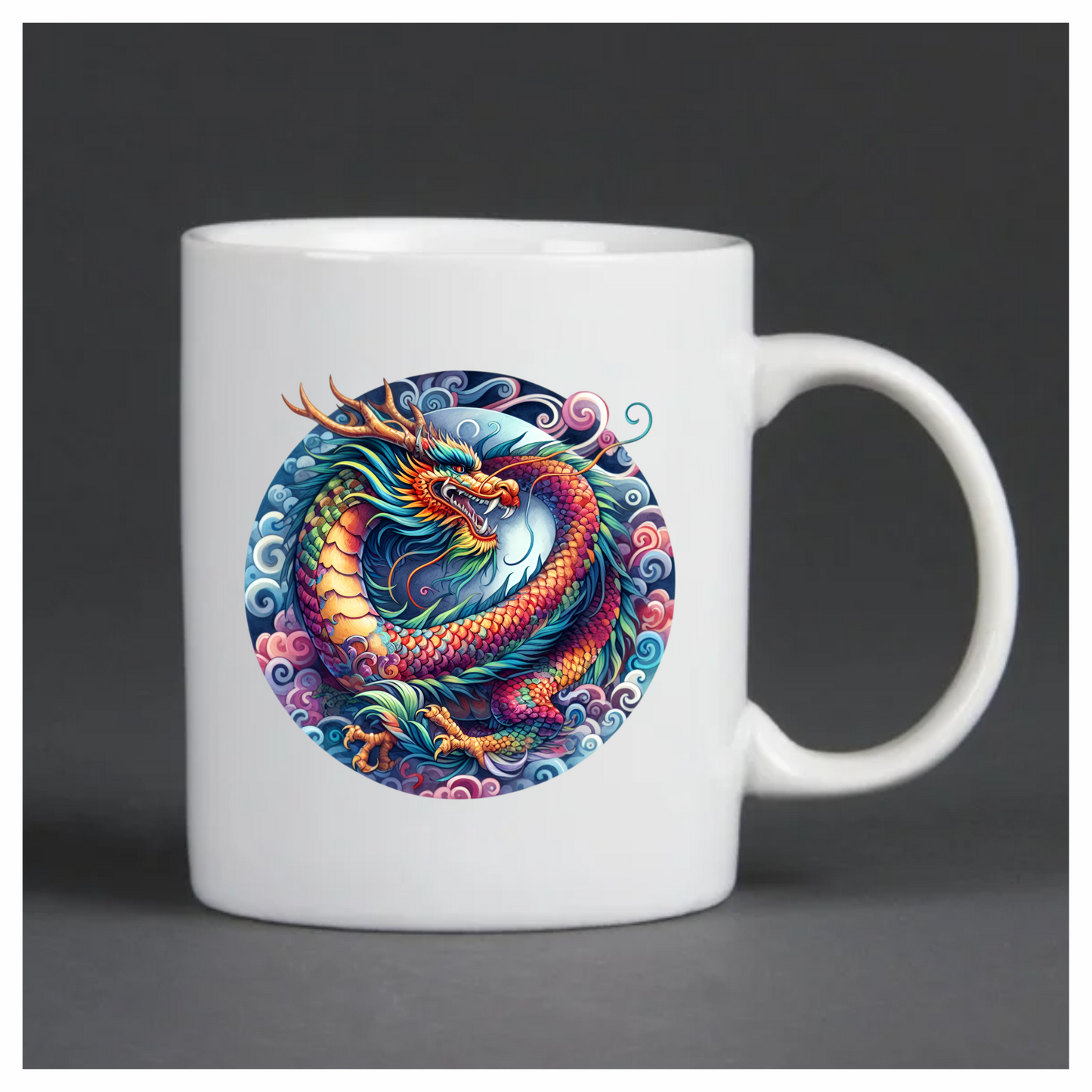Dragon Rainbow Circle Clouds Fierce Vinyl Sticker Decal