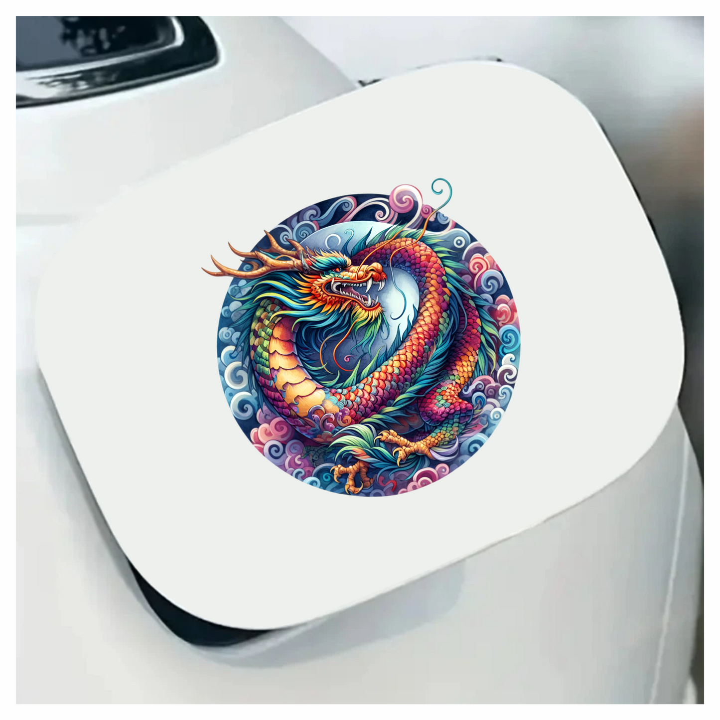 Dragon Rainbow Circle Clouds Fierce Vinyl Sticker Decal