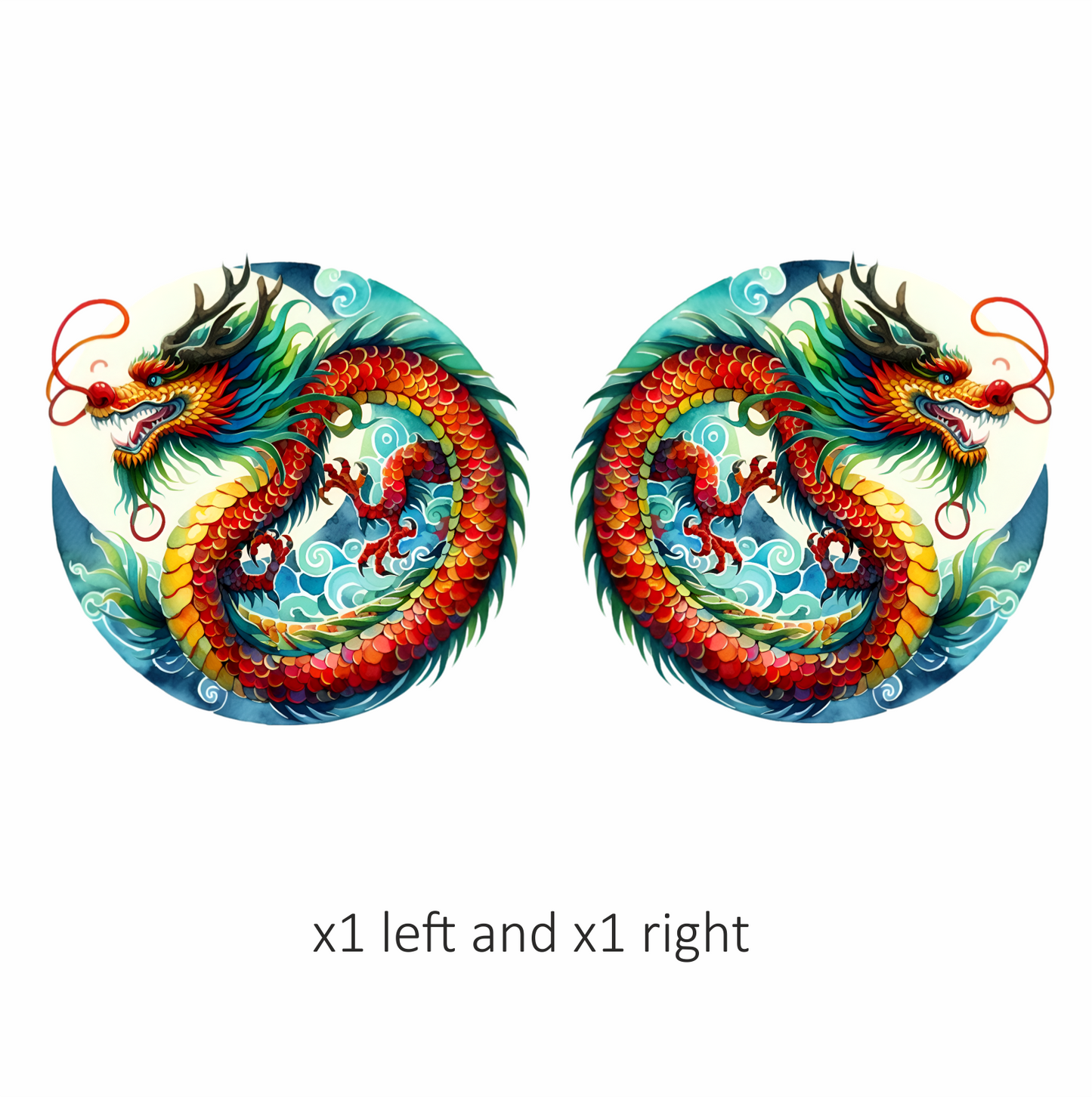 Red Dragon Circle Waves Ocean Vinyl Sticker Decal