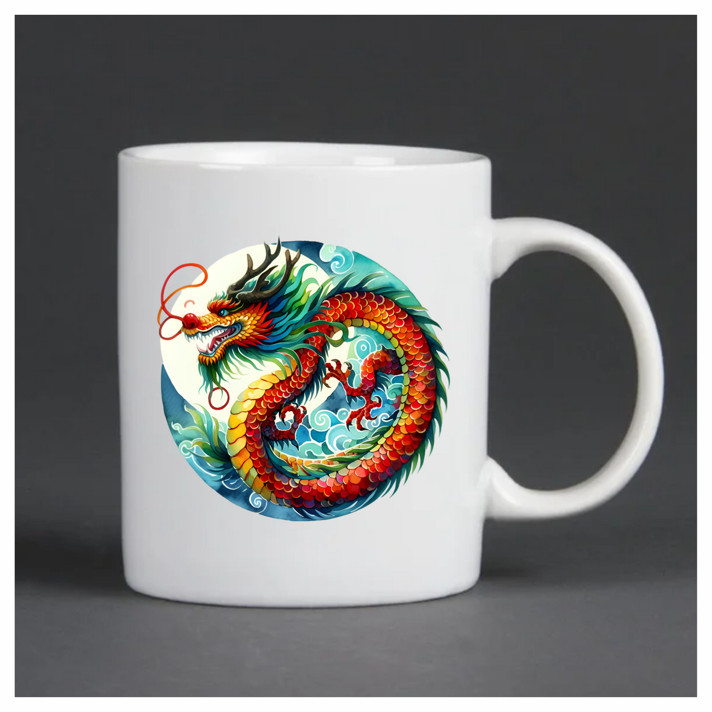 Red Dragon Circle Waves Ocean Vinyl Sticker Decal