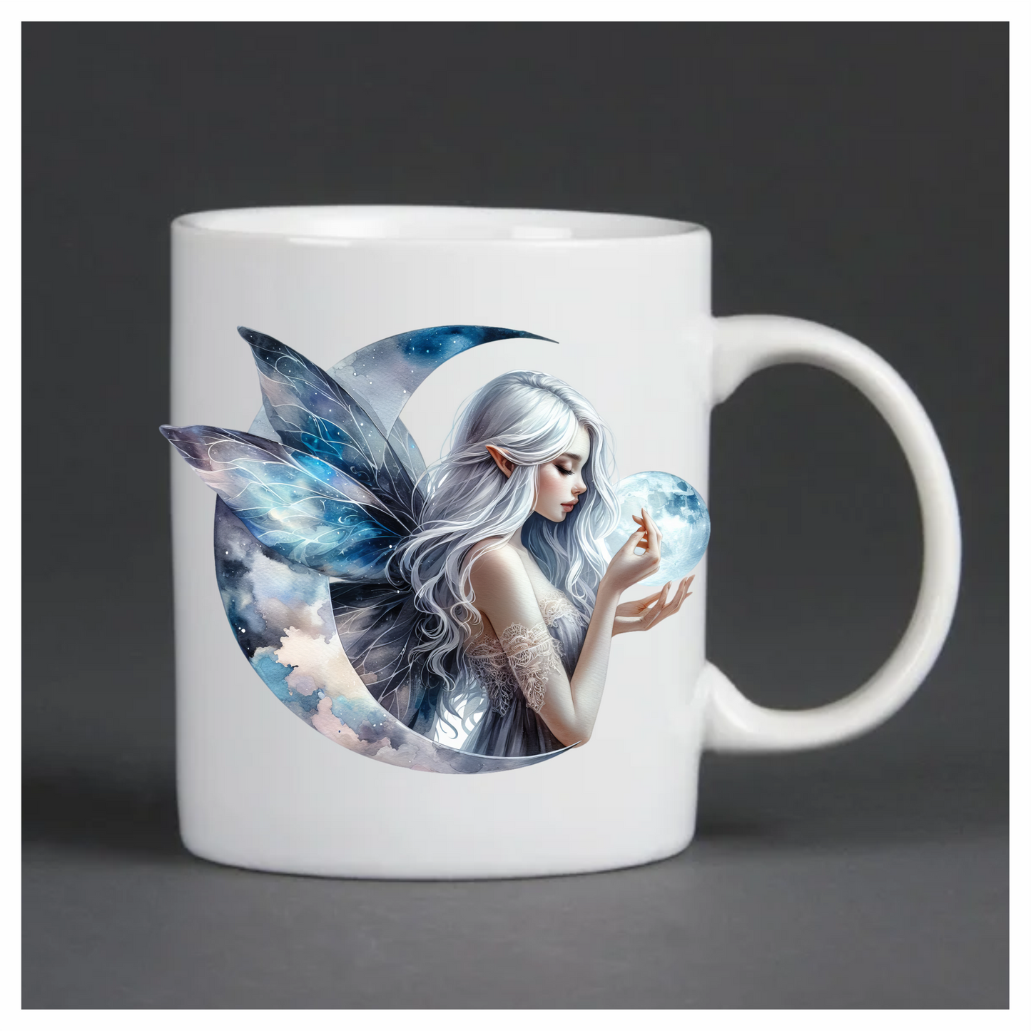 Silver Fairy Moon Light Wings Vinyl Sticker Decal