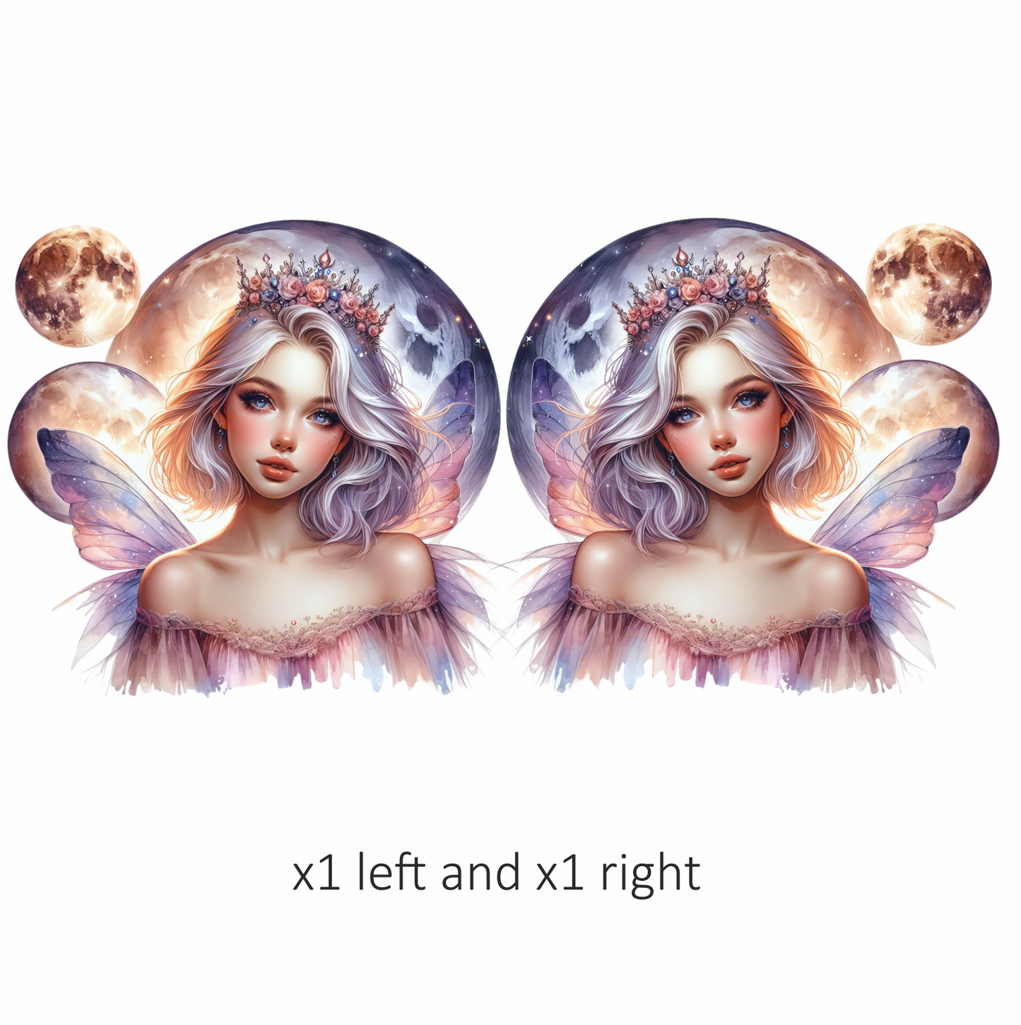 Fairy Woman Silver Hair Pink Moon Vinyl Sticker Decal