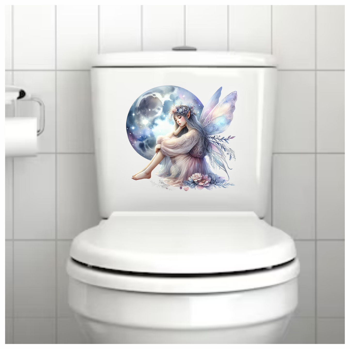 Fairy Moon Blue Wings Flowers Dream Vinyl Sticker Decal