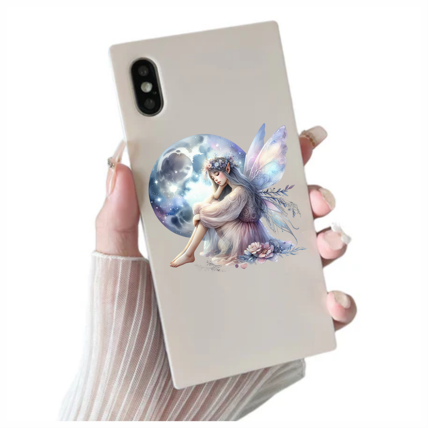 Fairy Moon Blue Wings Flowers Dream Vinyl Sticker Decal