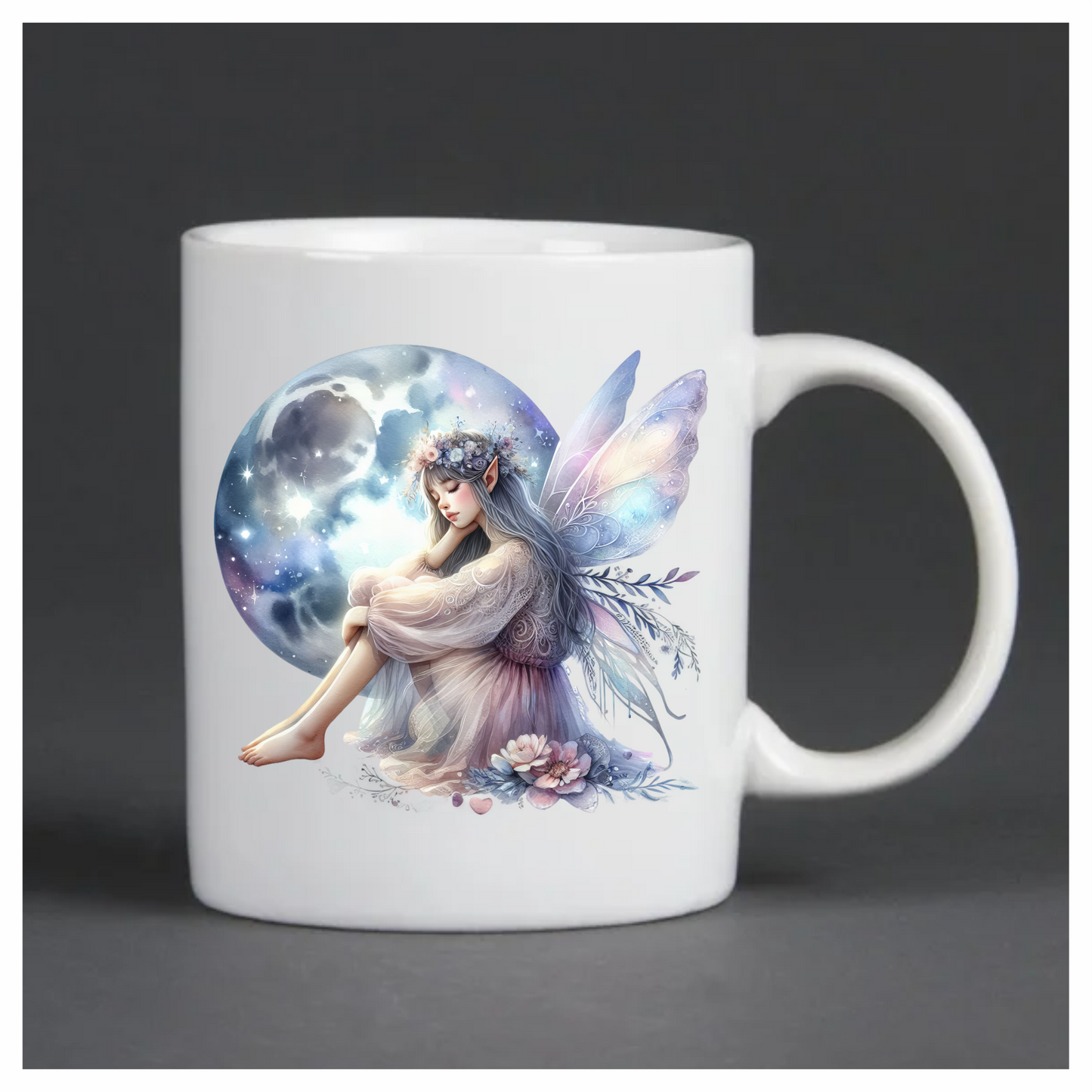 Fairy Moon Blue Wings Flowers Dream Vinyl Sticker Decal