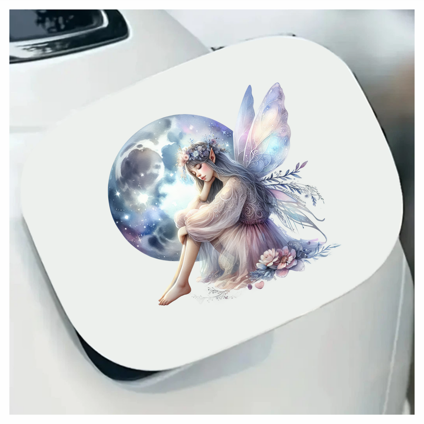 Fairy Moon Blue Wings Flowers Dream Vinyl Sticker Decal