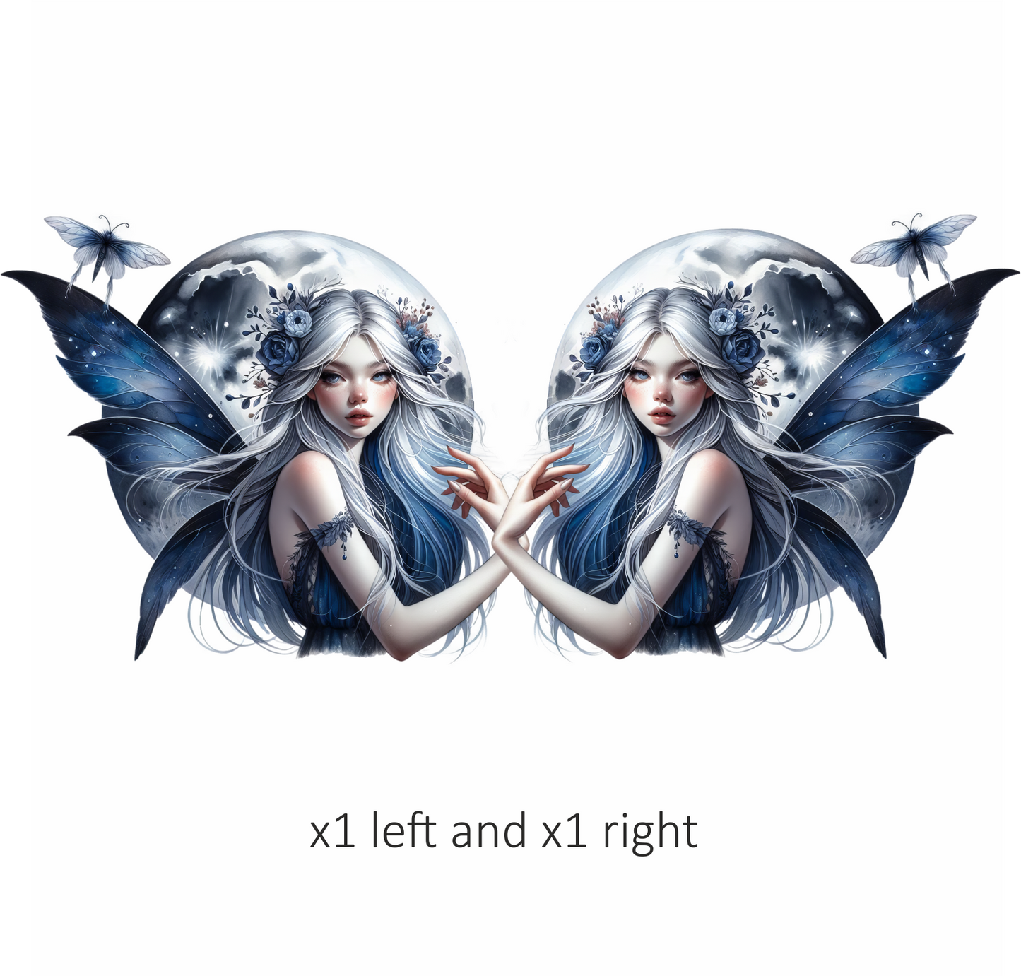 Fairy Moon Blue Butterfly Vinyl Sticker Decal