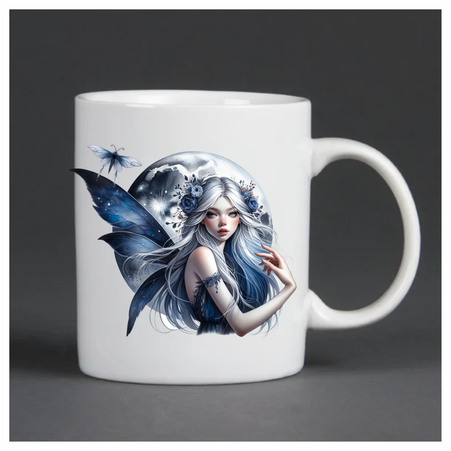 Fairy Moon Blue Butterfly Vinyl Sticker Decal