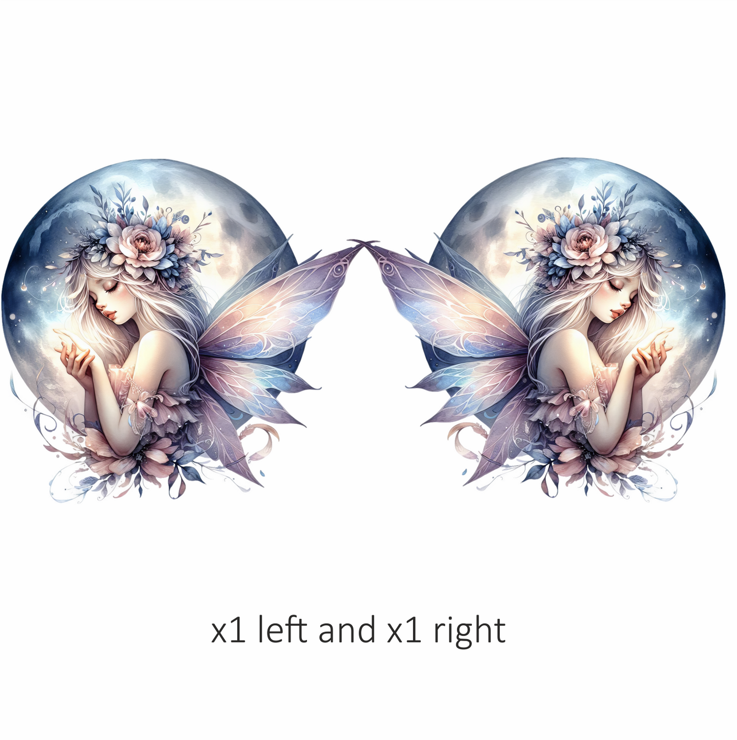 Fairy Moon Flower Pink Wings Vinyl Sticker Decal