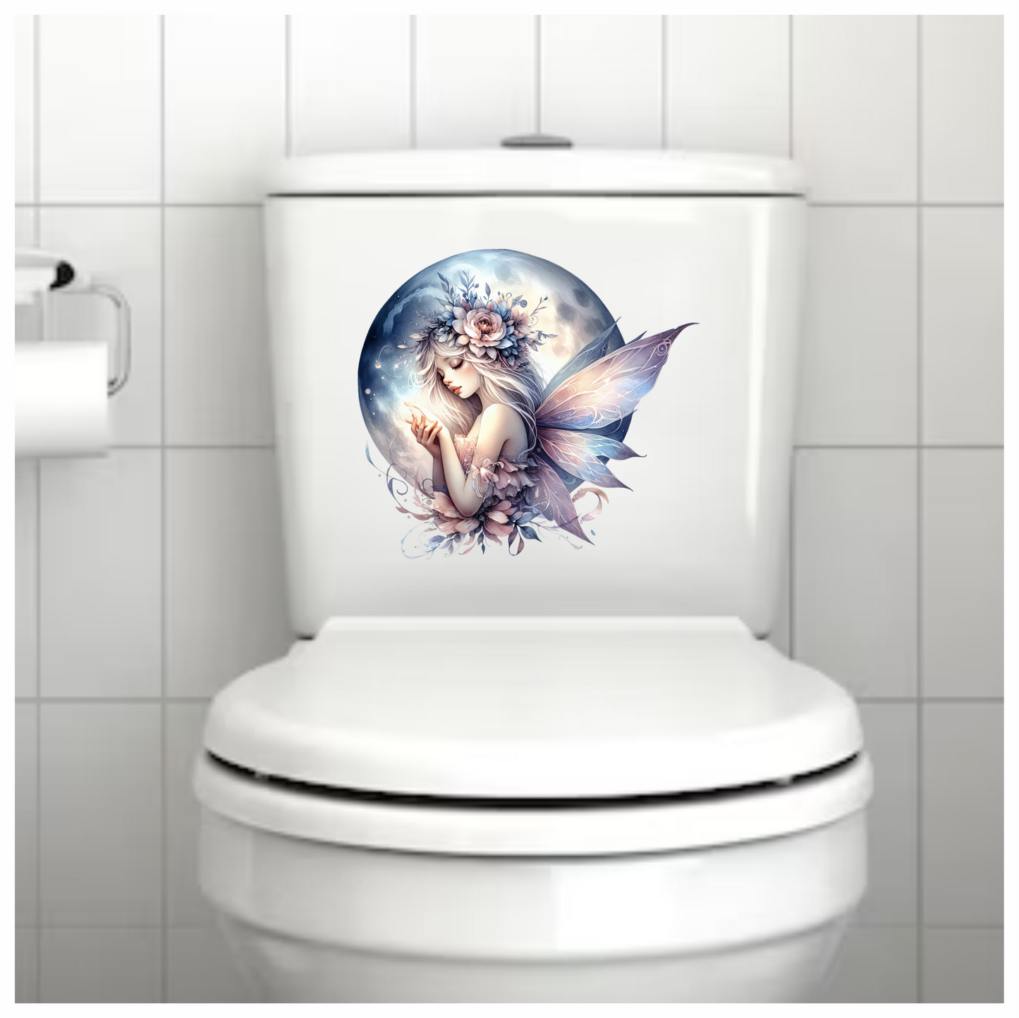 Fairy Moon Flower Pink Wings Vinyl Sticker Decal