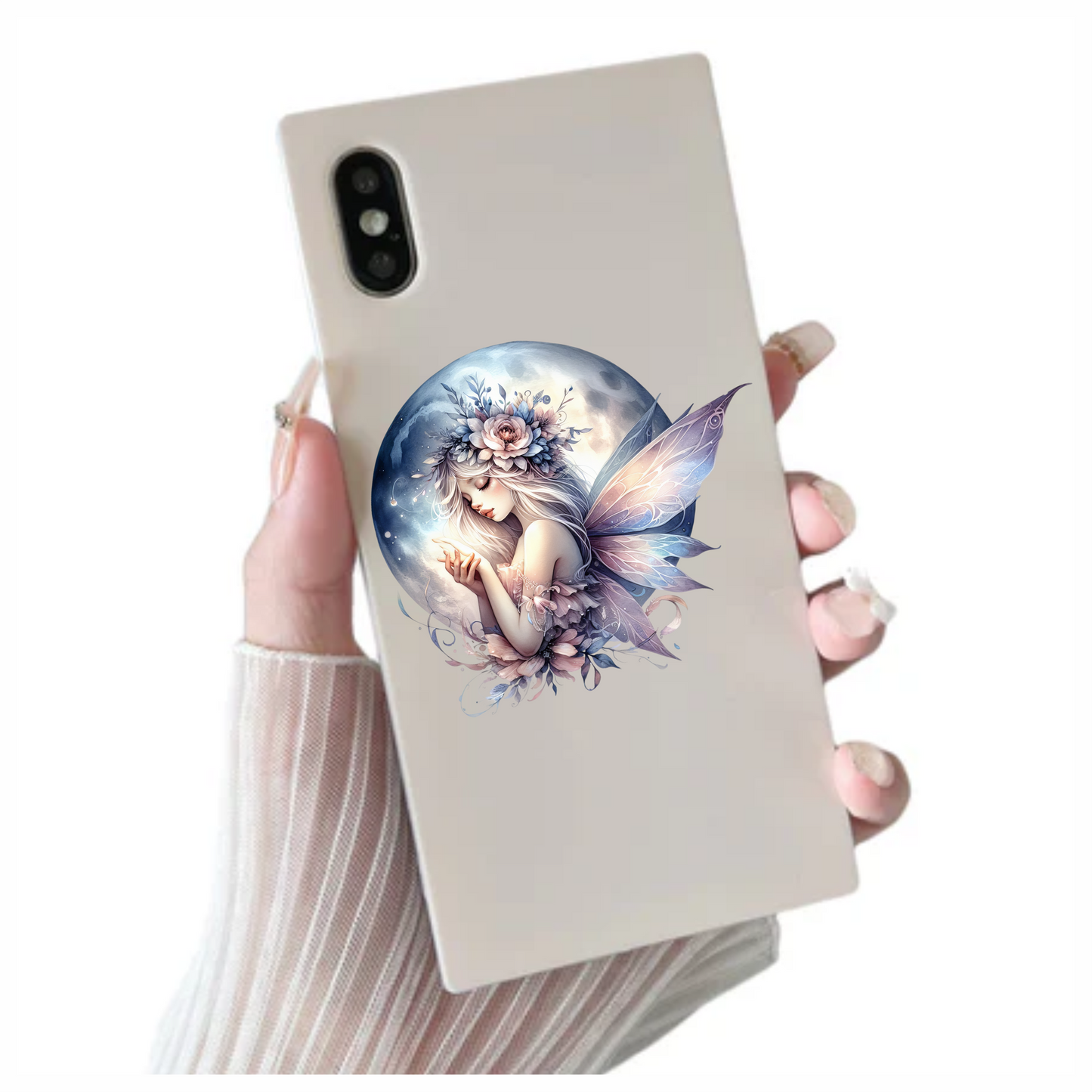 Fairy Moon Flower Pink Wings Vinyl Sticker Decal