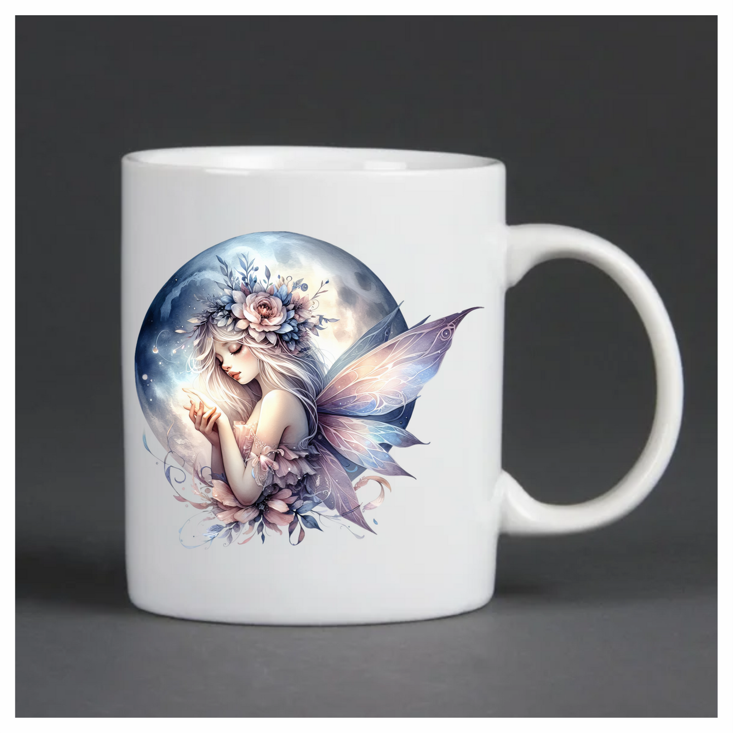 Fairy Moon Flower Pink Wings Vinyl Sticker Decal