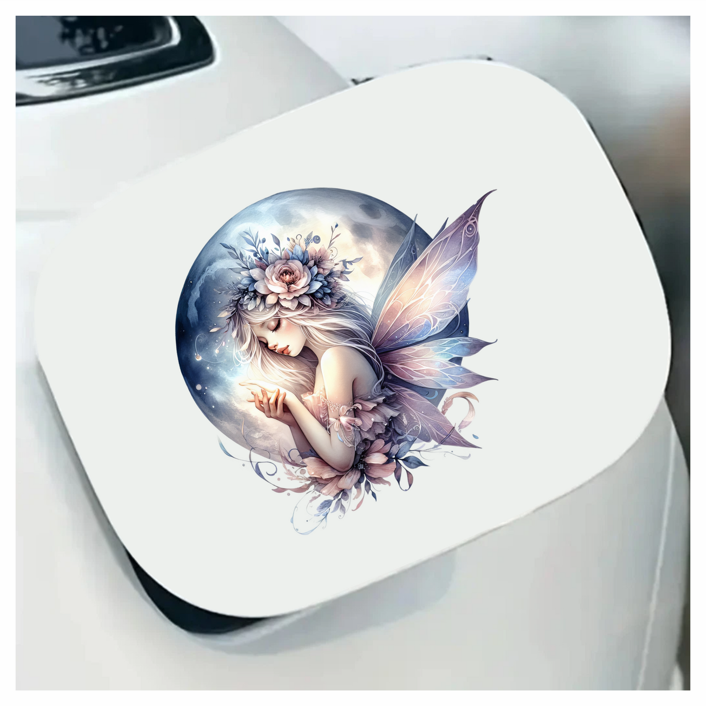 Fairy Moon Flower Pink Wings Vinyl Sticker Decal
