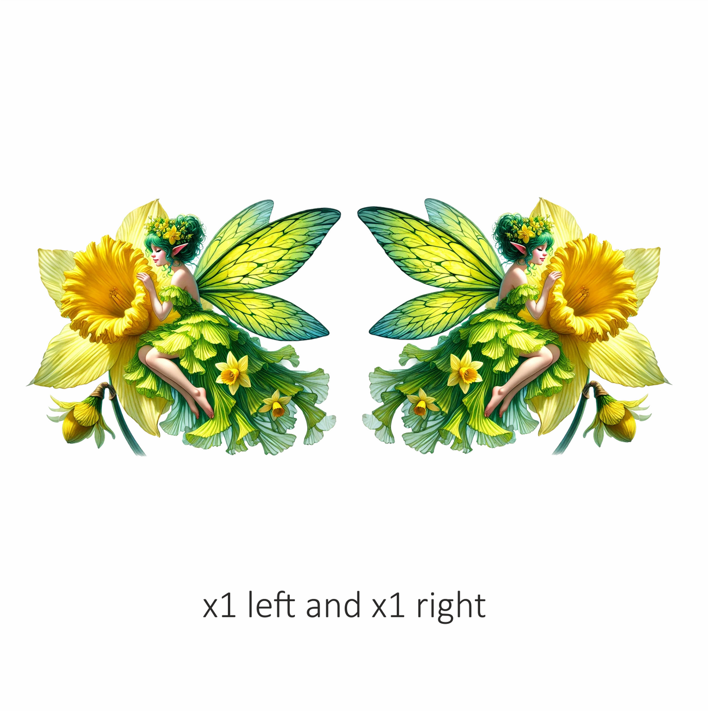 Fairy Green Yellow Flower Wings Vinyl Sticker Decal