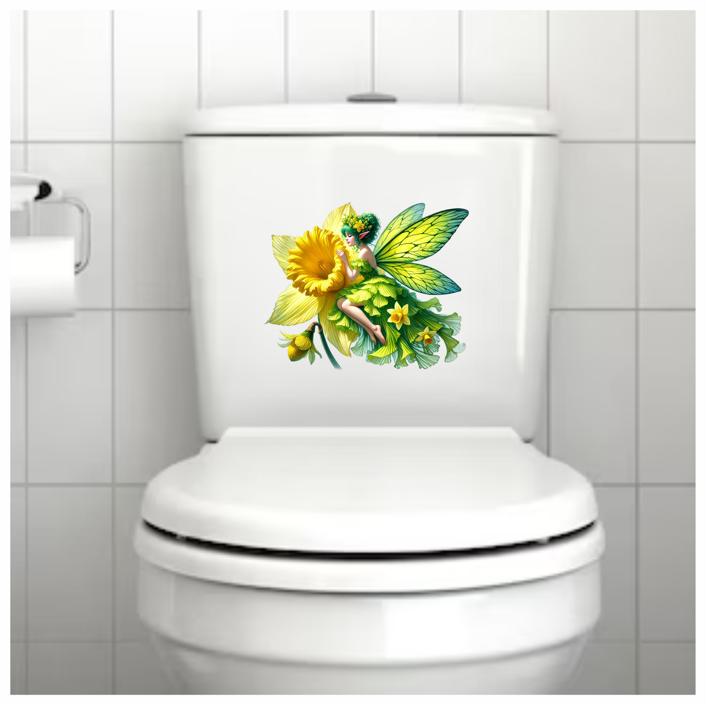 Fairy Green Yellow Flower Wings Vinyl Sticker Decal
