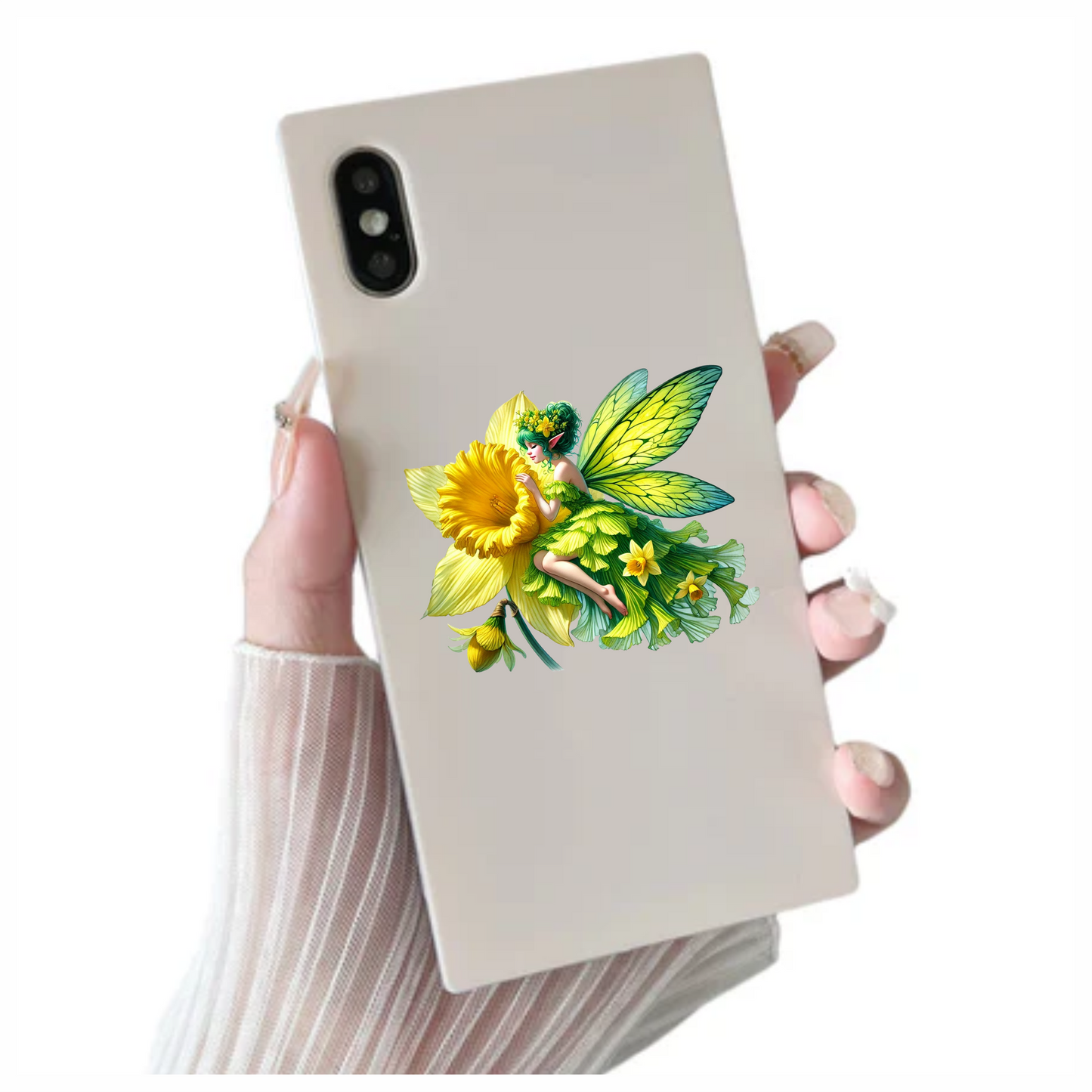 Fairy Green Yellow Flower Wings Vinyl Sticker Decal