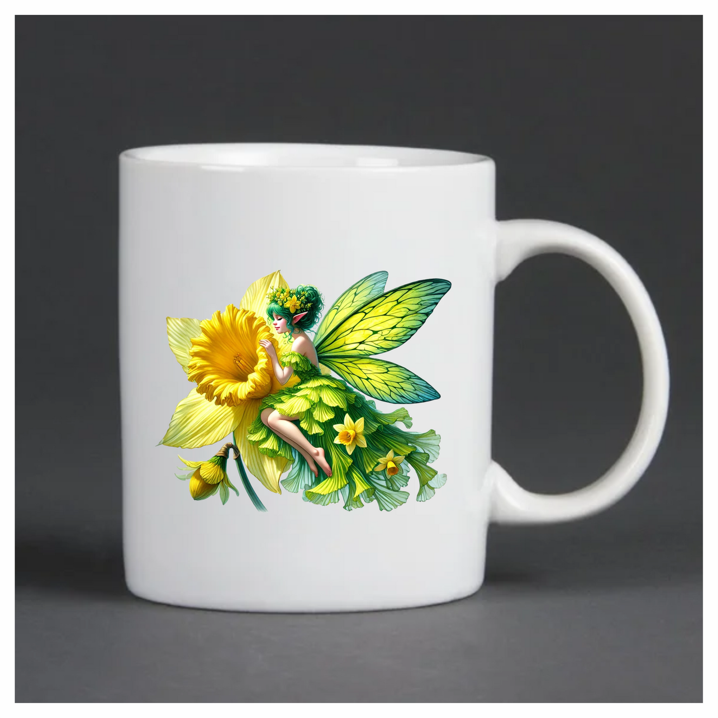 Fairy Green Yellow Flower Wings Vinyl Sticker Decal