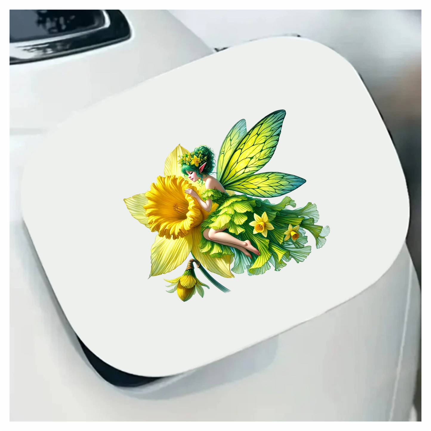 Fairy Green Yellow Flower Wings Vinyl Sticker Decal