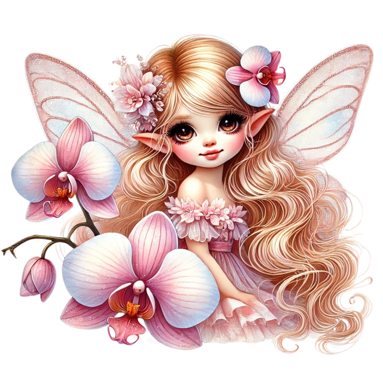 Fairy Pink Wings Flowers Blonde Vinyl Sticker Decal