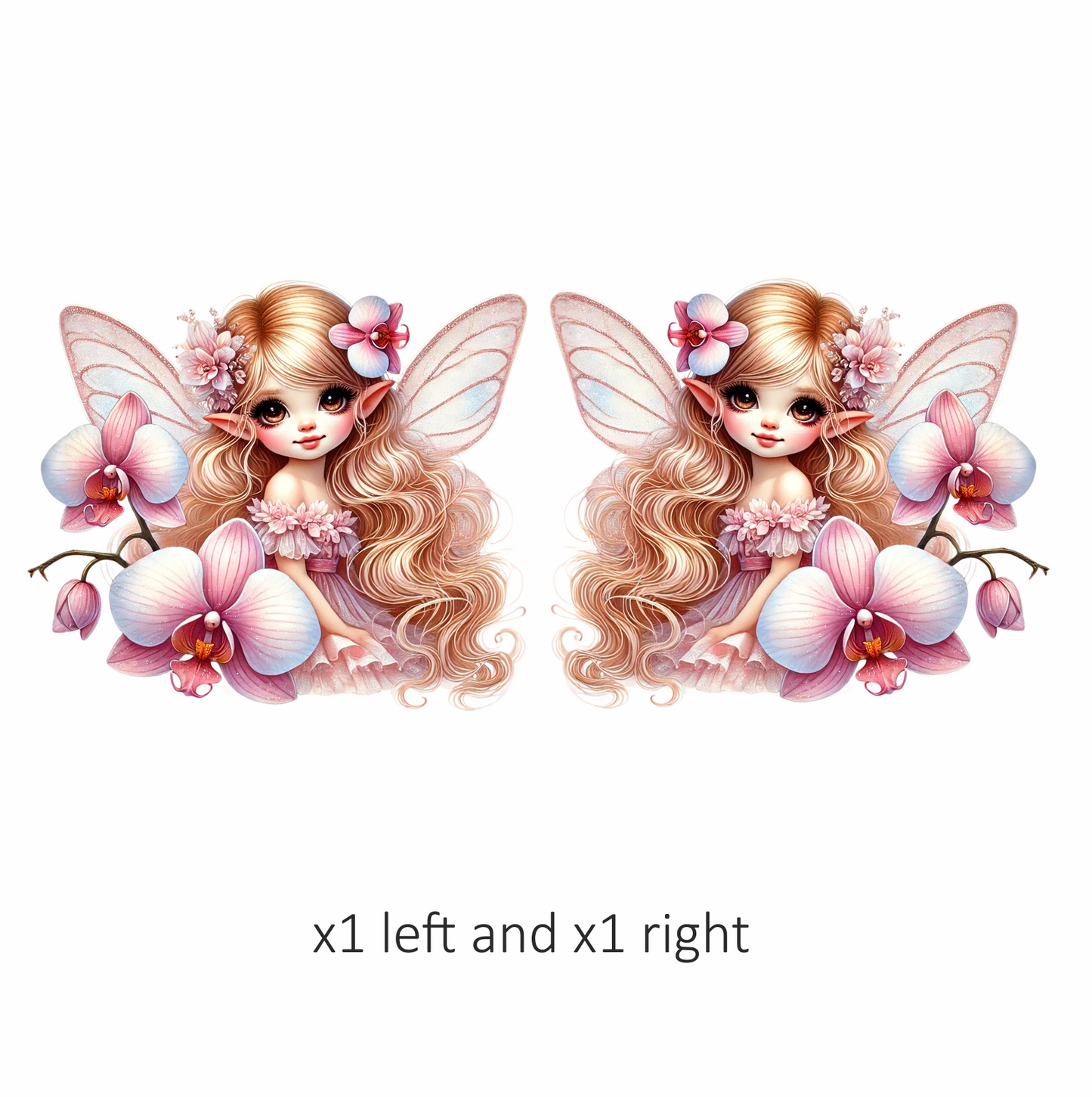 Fairy Pink Wings Flowers Blonde Vinyl Sticker Decal
