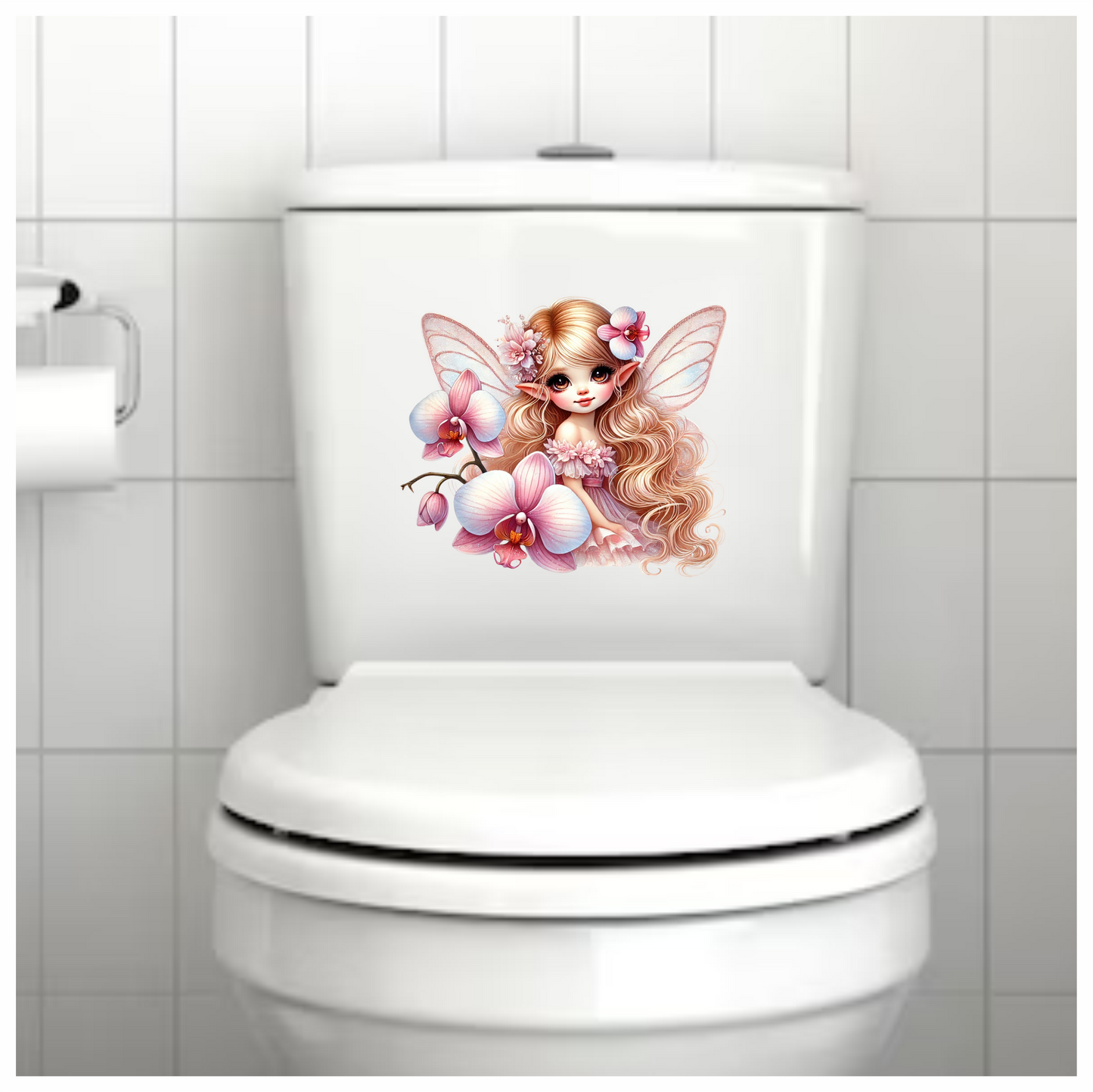 Fairy Pink Wings Flowers Blonde Vinyl Sticker Decal