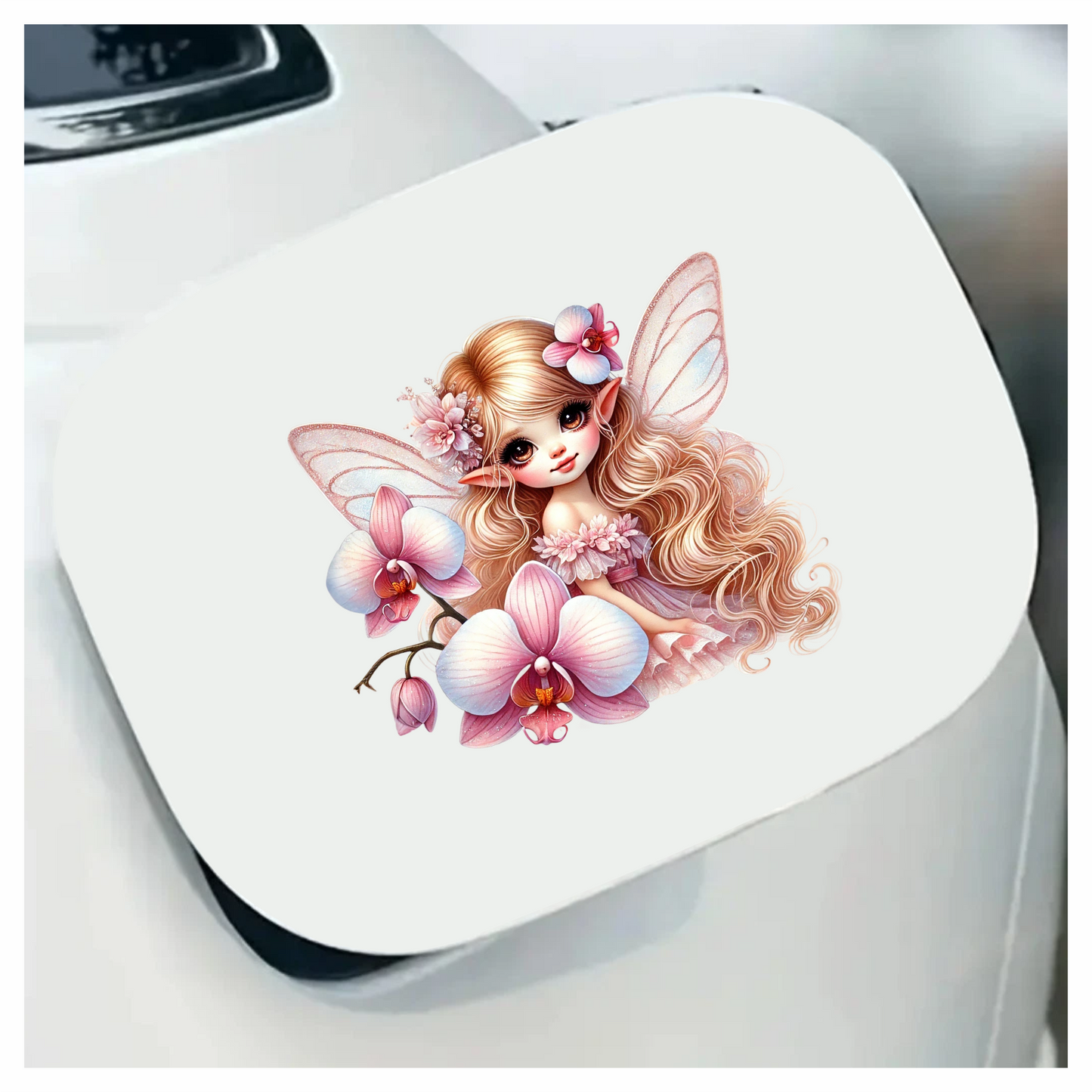 Fairy Pink Wings Flowers Blonde Vinyl Sticker Decal