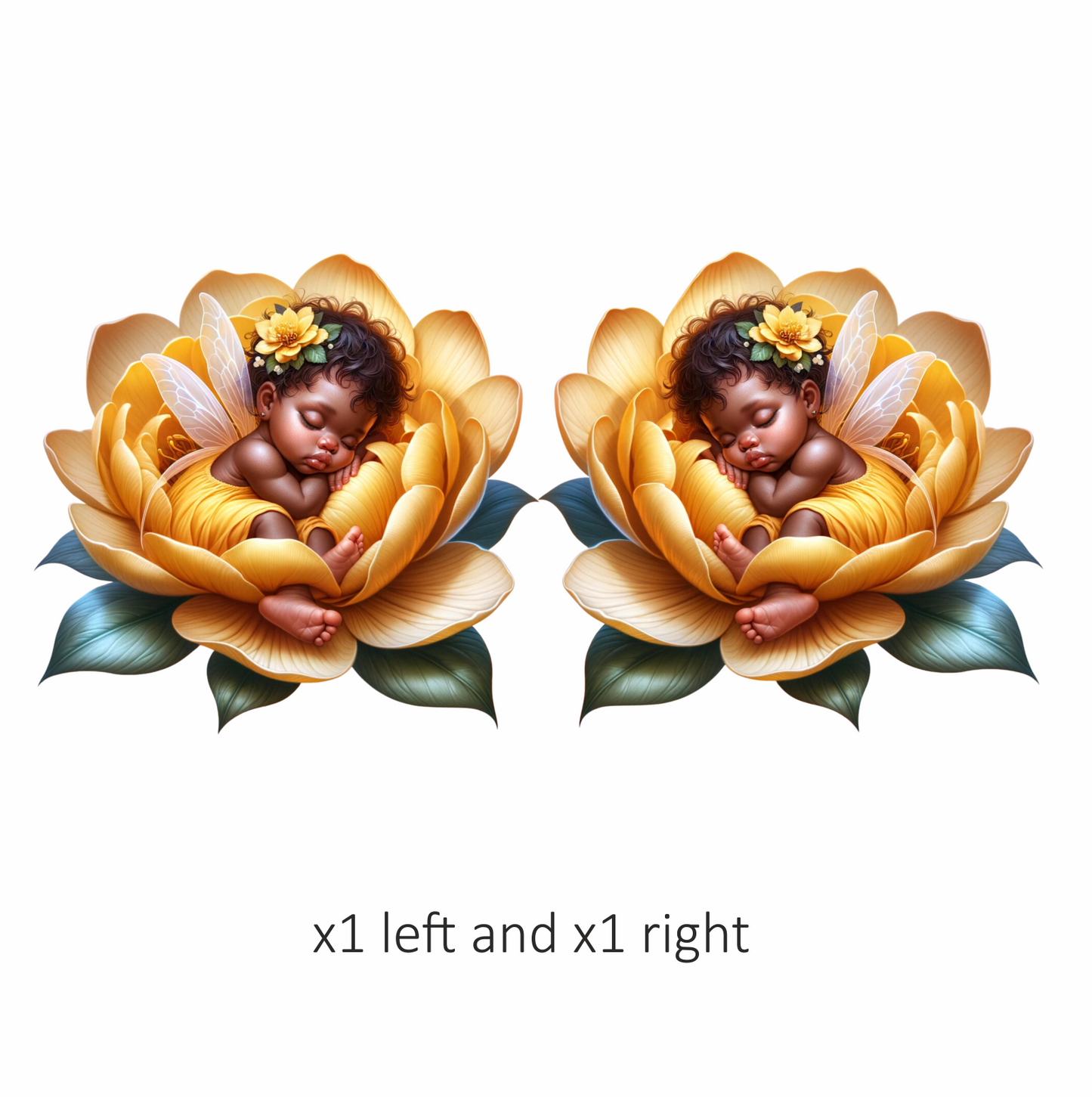 Baby Fairy Sleeping Yellow Flower Vinyl Sticker Decal