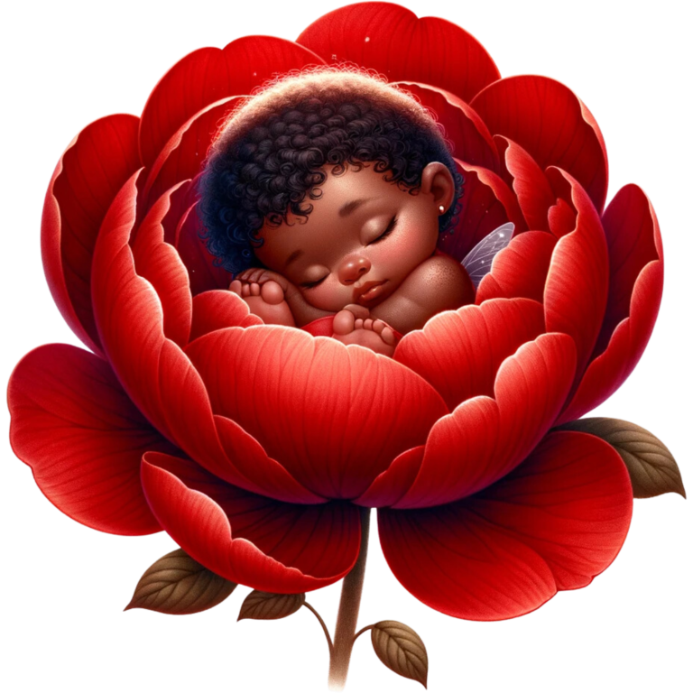 Baby Sleeping Red Flower Fairy Vinyl Sticker Decal