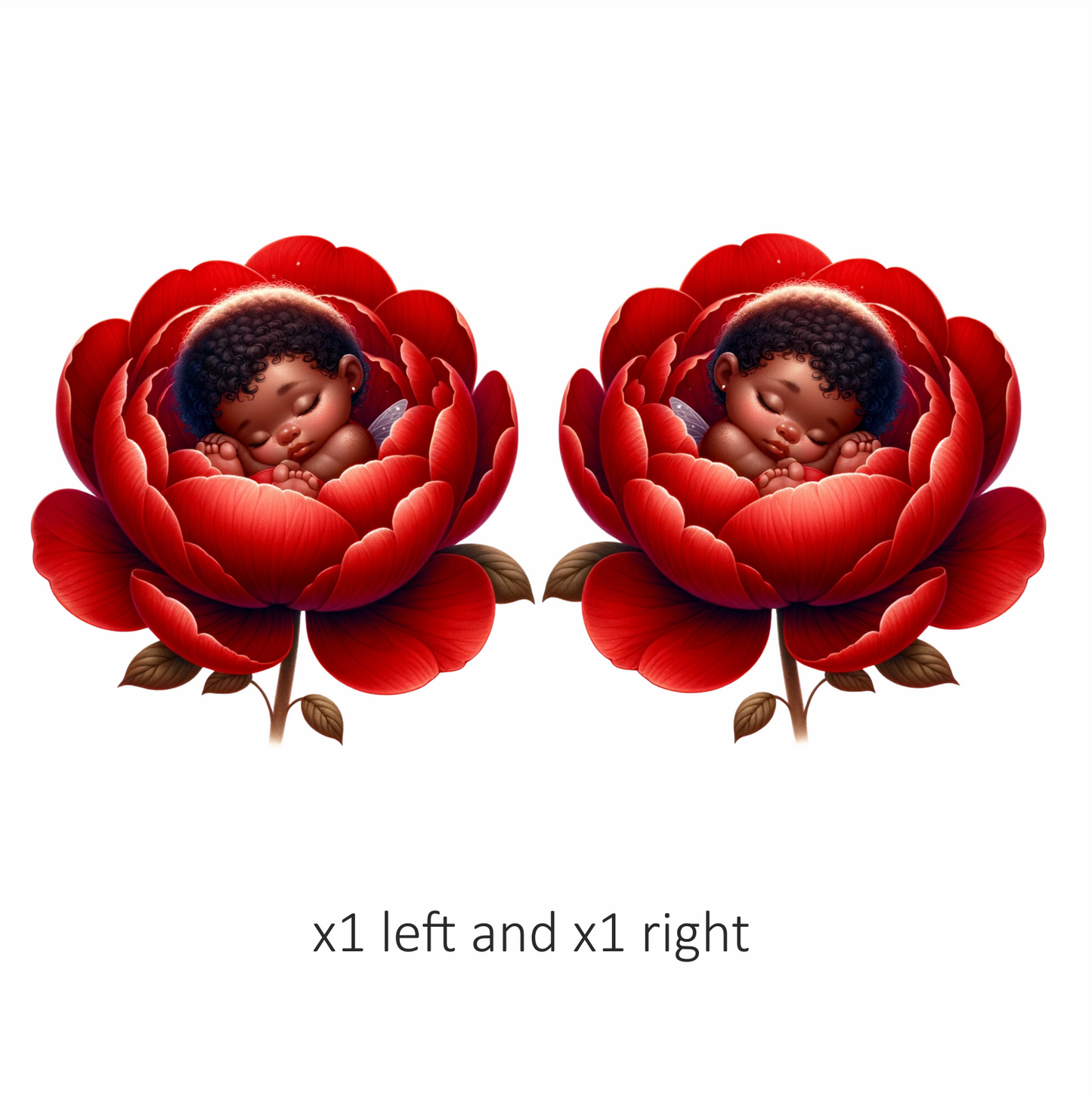 Baby Sleeping Red Flower Fairy Vinyl Sticker Decal
