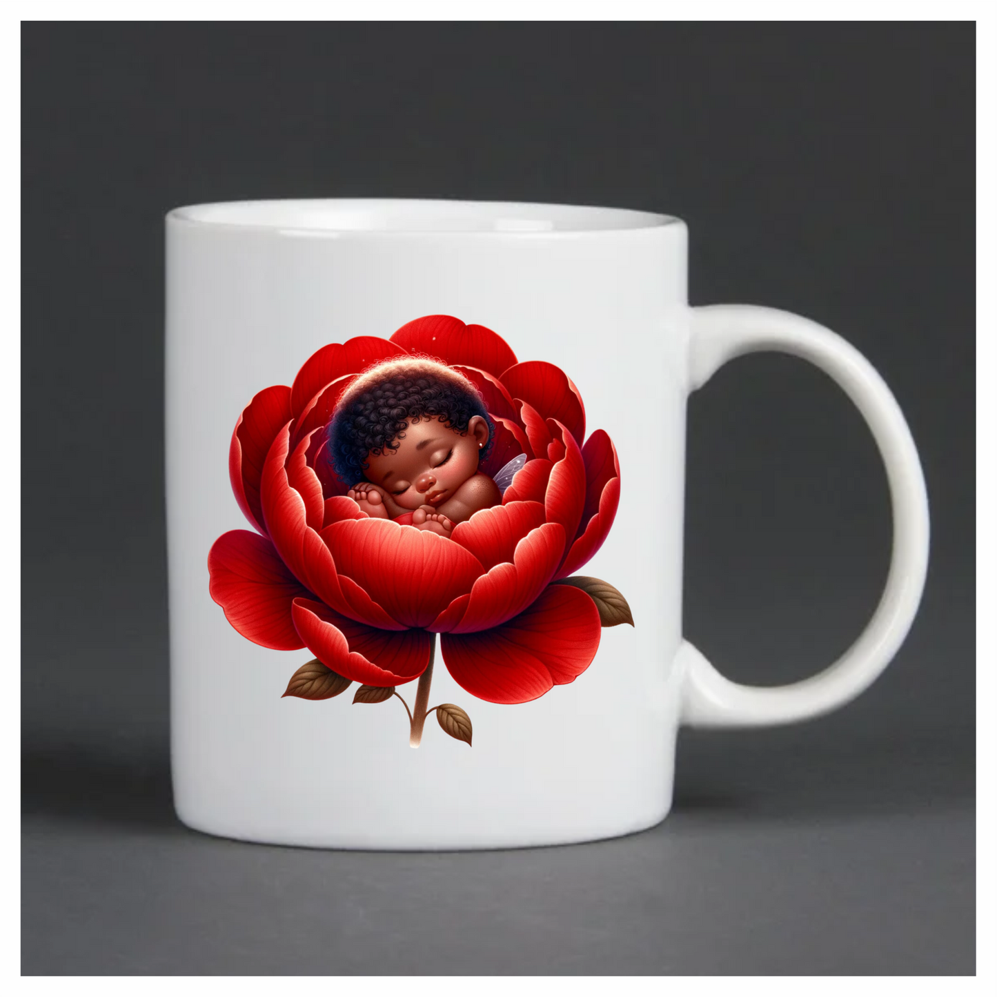 Baby Sleeping Red Flower Fairy Vinyl Sticker Decal