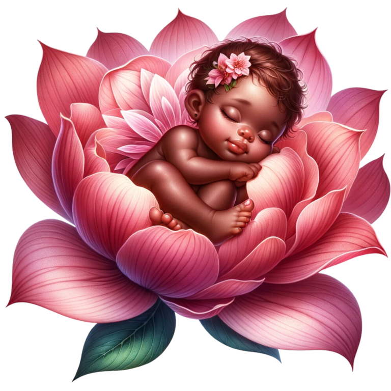 Baby Sleeping Pink Flower Blossom Vinyl Sticker Decal