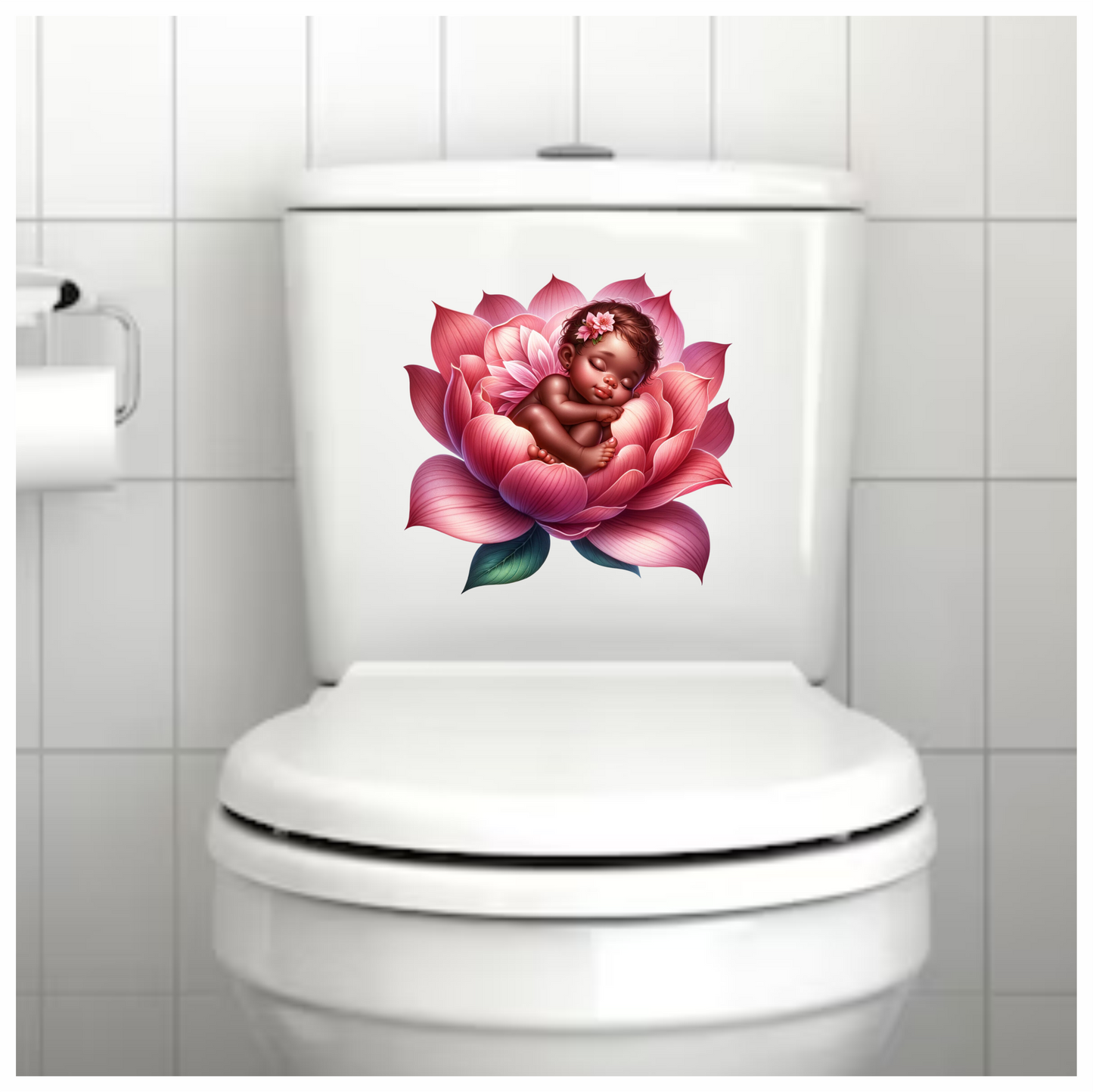 Baby Sleeping Pink Flower Blossom Vinyl Sticker Decal