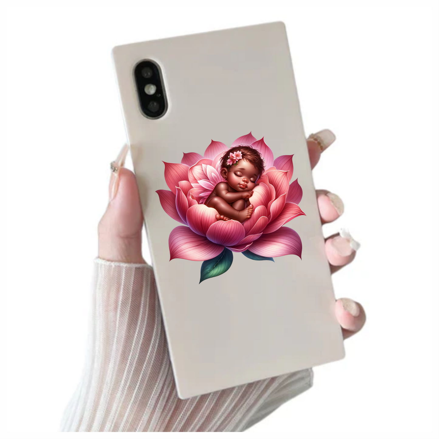 Baby Sleeping Pink Flower Blossom Vinyl Sticker Decal