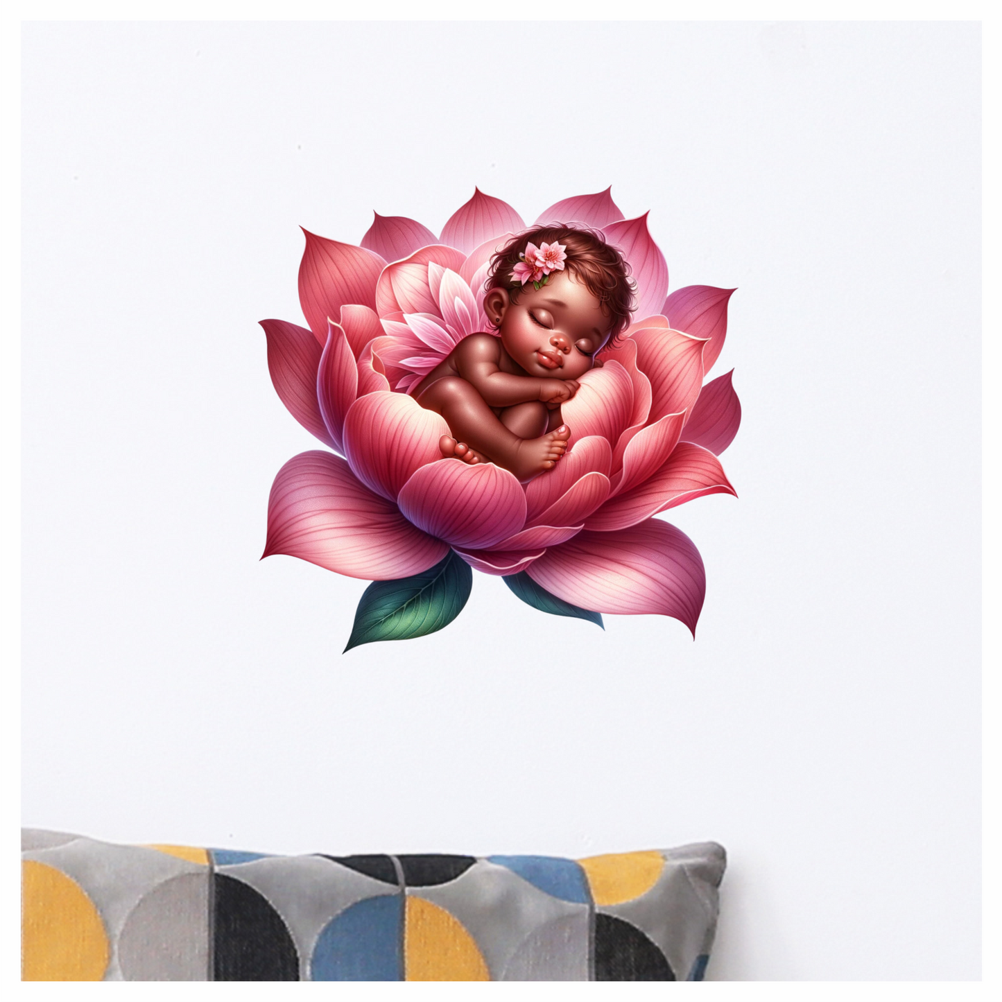 Baby Sleeping Pink Flower Blossom Vinyl Sticker Decal