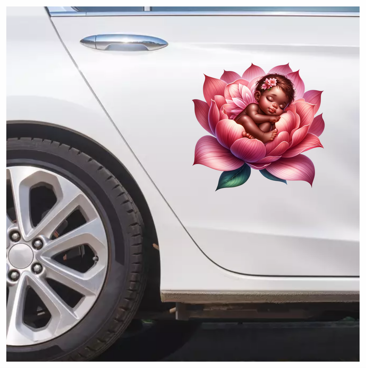 Baby Sleeping Pink Flower Blossom Vinyl Sticker Decal