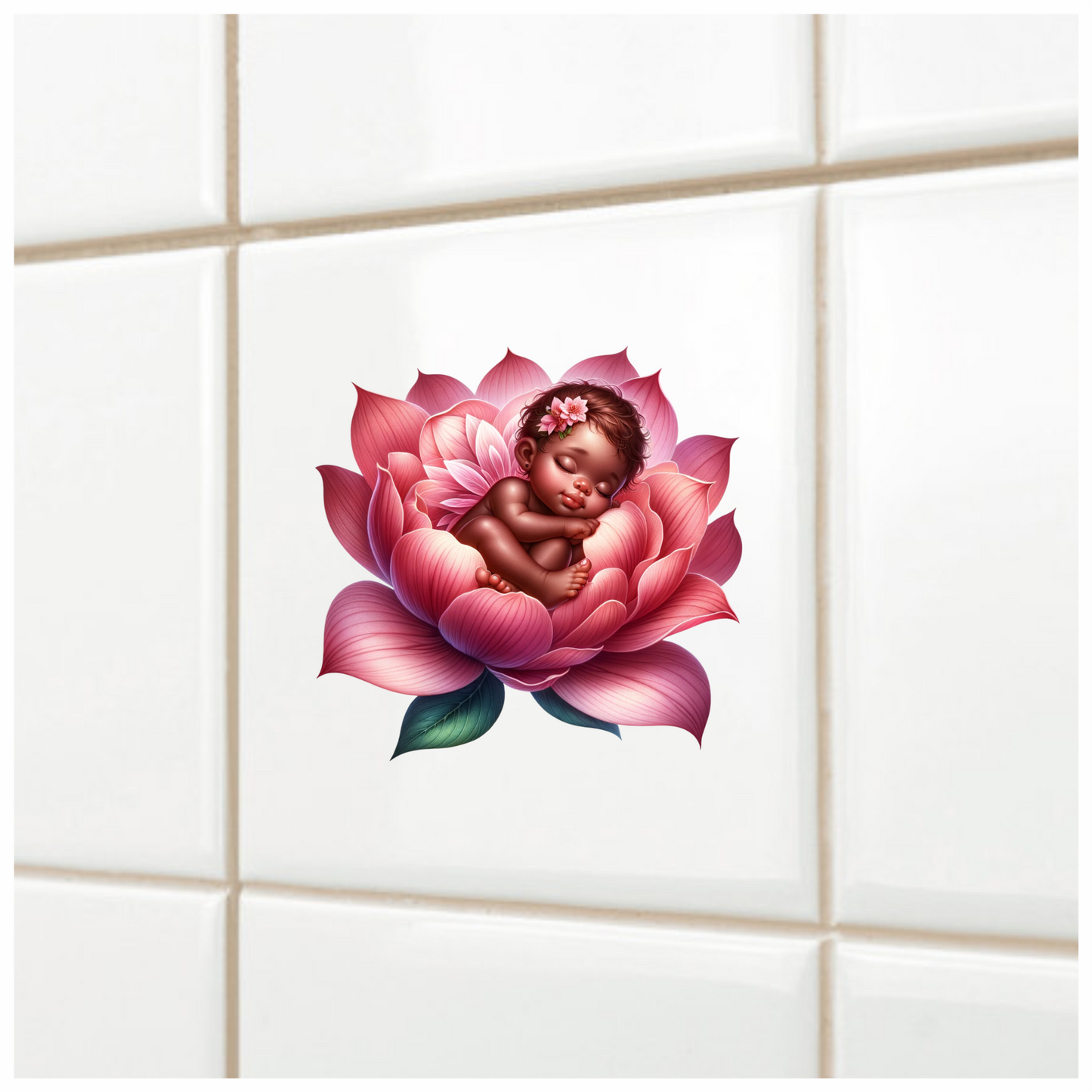 Baby Sleeping Pink Flower Blossom Vinyl Sticker Decal