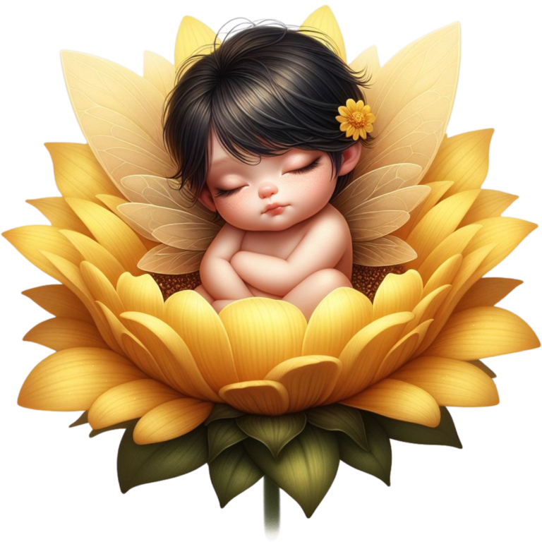 Yellow Baby Fairy Flower Sleep Vinyl Sticker Decal