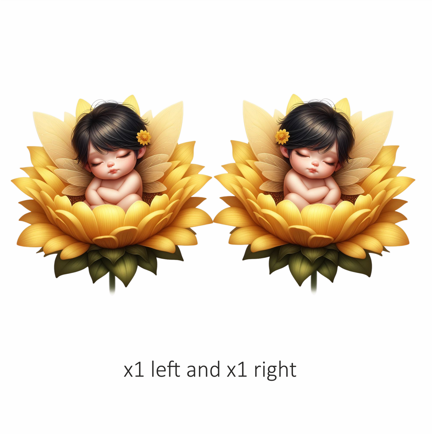 Yellow Baby Fairy Flower Sleep Vinyl Sticker Decal