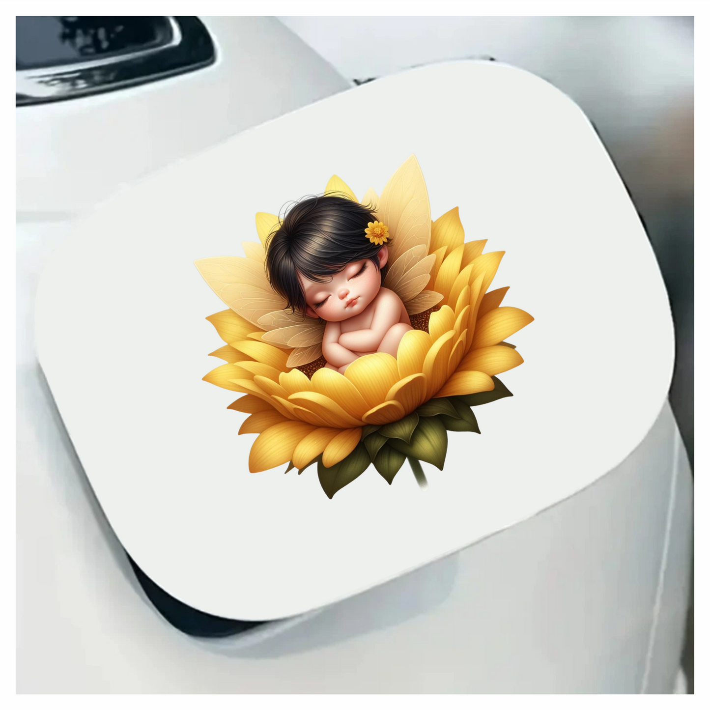 Yellow Baby Fairy Flower Sleep Vinyl Sticker Decal