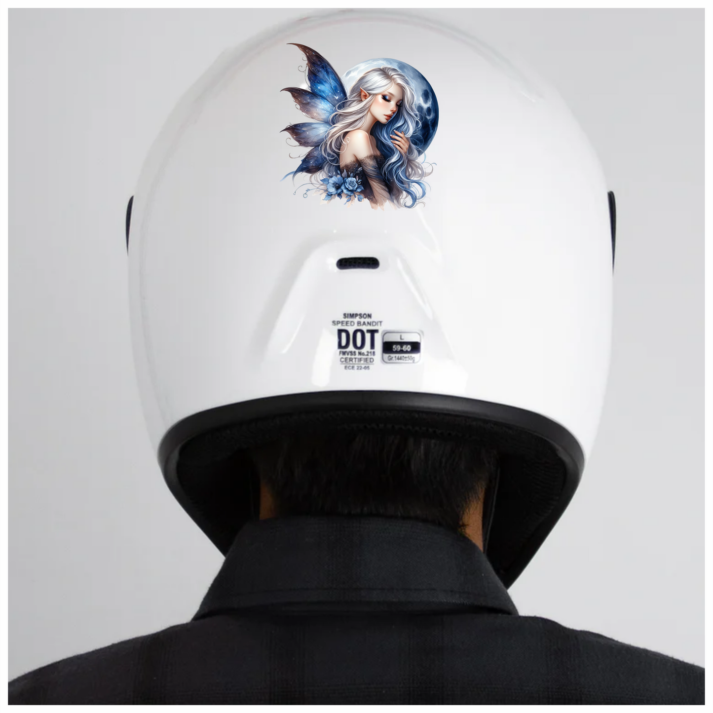 Blue Moon Fairy Woman Flowers Vinyl Sticker Decal