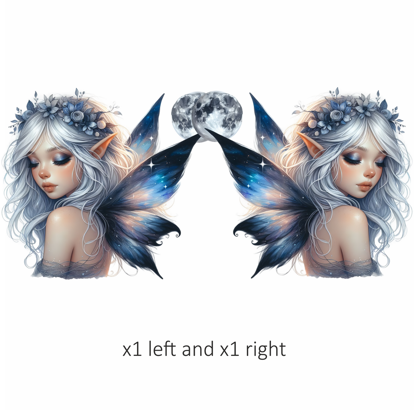 Elf Silver Fairy Moon Night Vinyl Sticker Decal