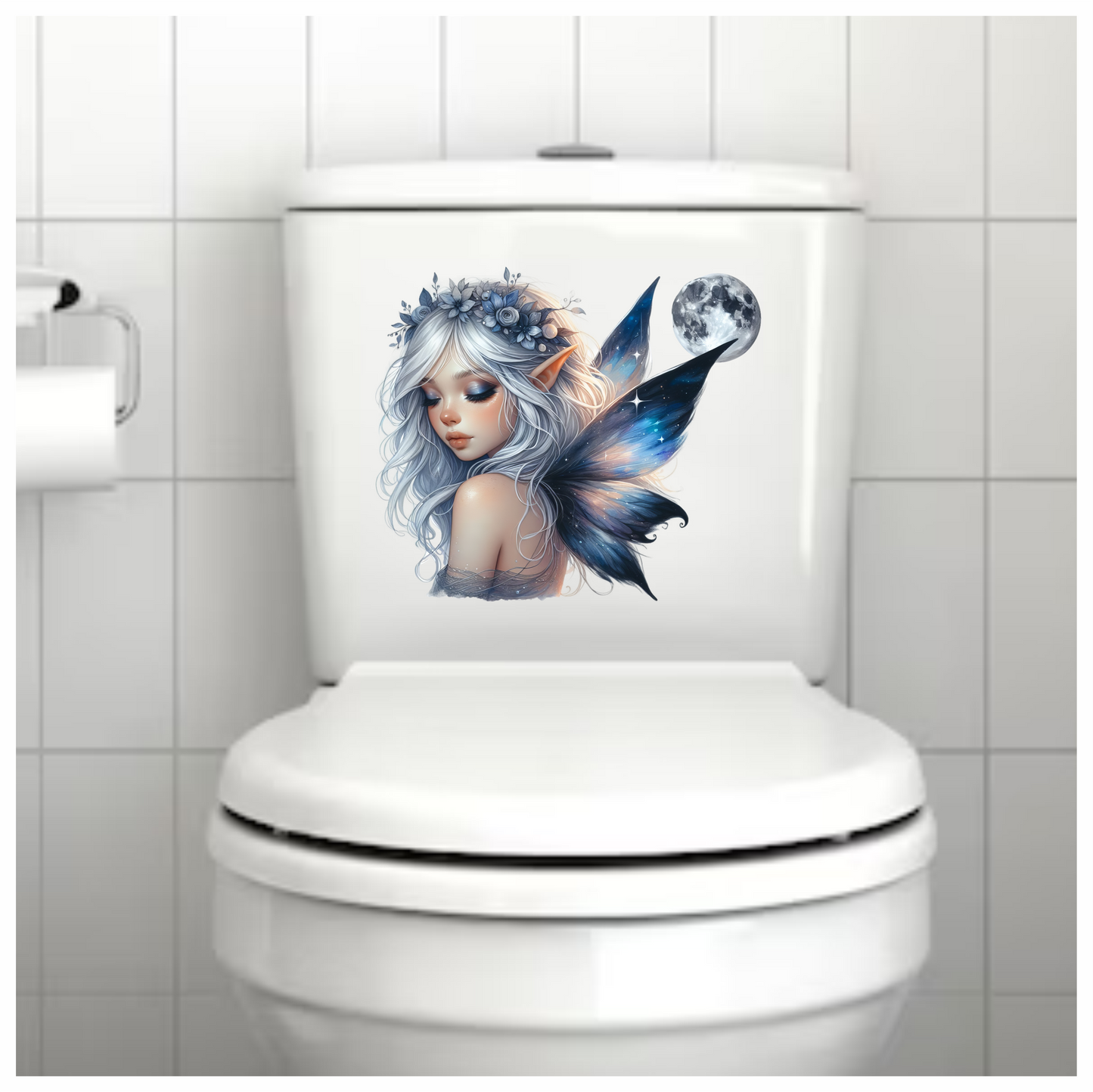 Elf Silver Fairy Moon Night Vinyl Sticker Decal