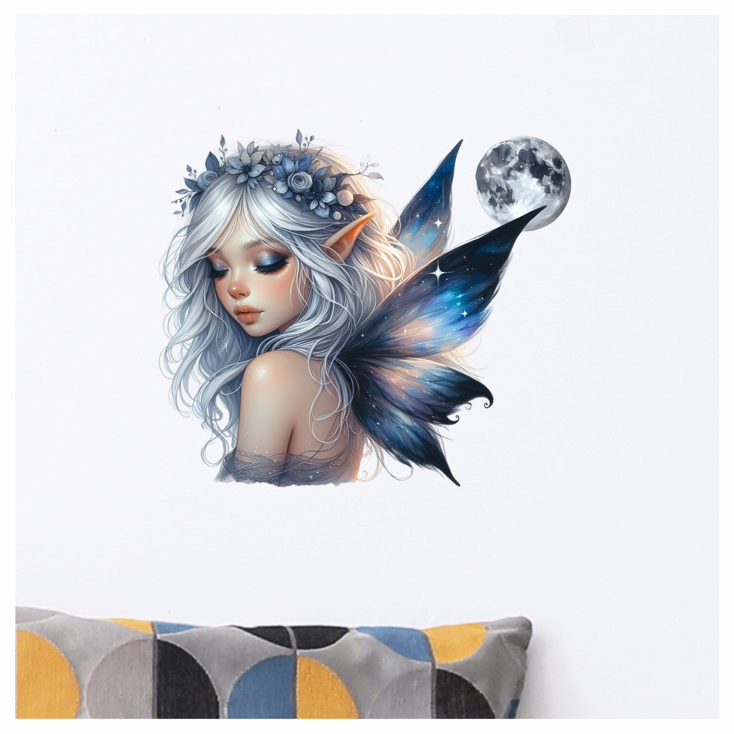 Elf Silver Fairy Moon Night Vinyl Sticker Decal