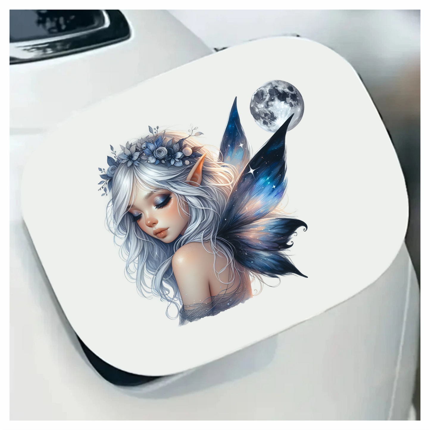 Elf Silver Fairy Moon Night Vinyl Sticker Decal